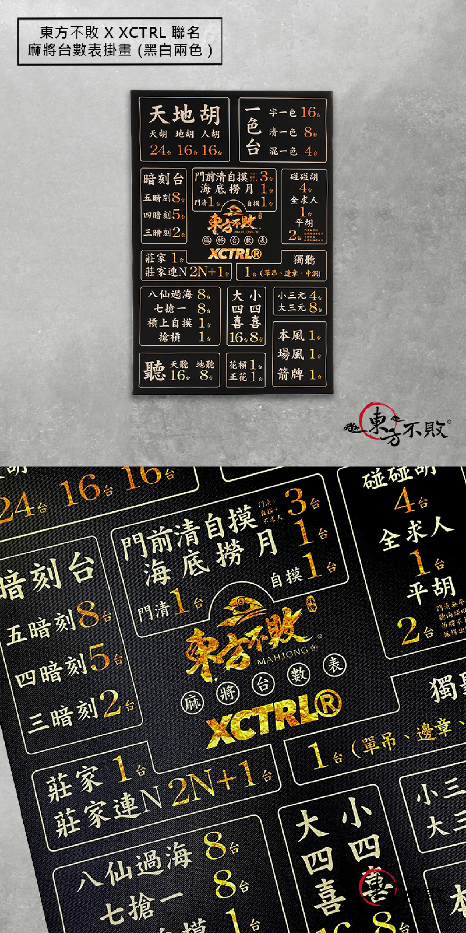 東方不敗 x XCTRL 聯名麻將台數表掛畫