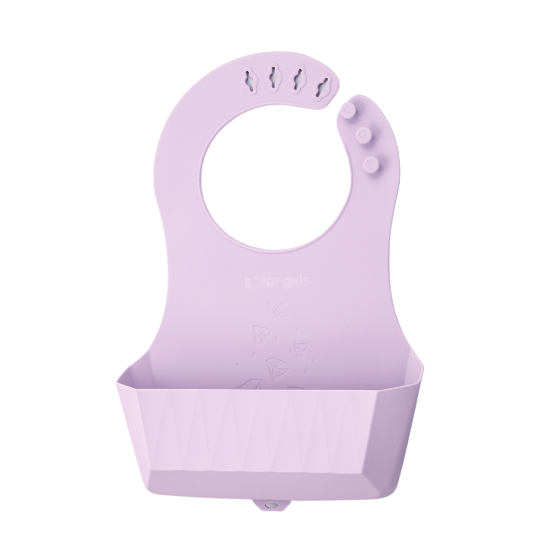 2angels矽膠學習餐具 新生彌月禮盒 [薰衣草圍兜+薰衣草學習碗+湯匙兩入附外出盒](學齡前孩童副食品圍兜 幼兒寶寶輕便防漏)