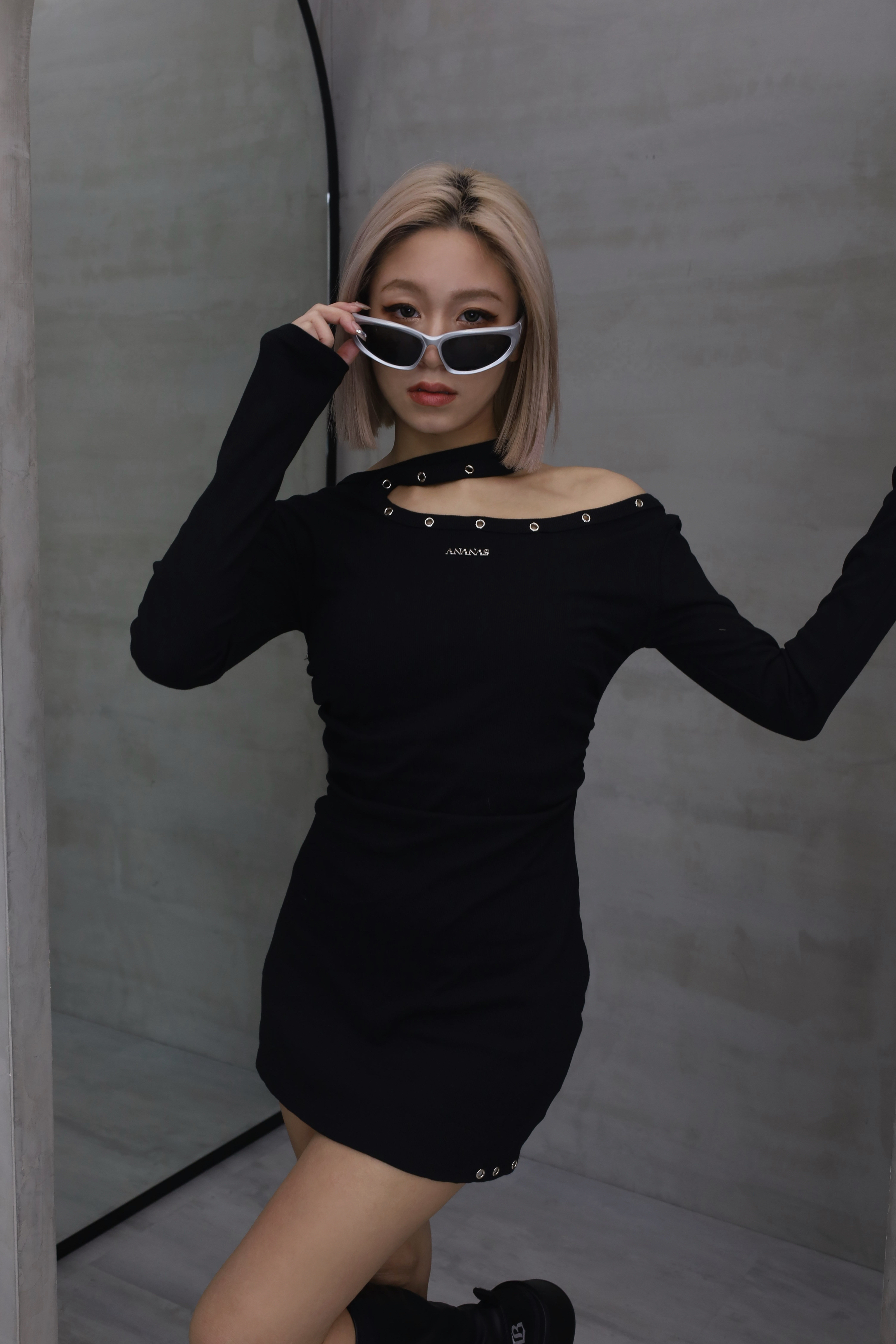 [ Ananas自訂款✨] 簍空抓皺短洋