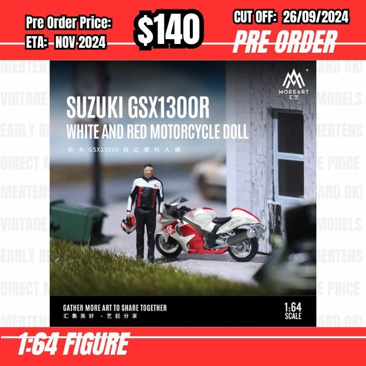 PO-$140 * Moreart * 1:64 Figure - Suzuki GSX1300R white/red motocycle doll [OD19/09]