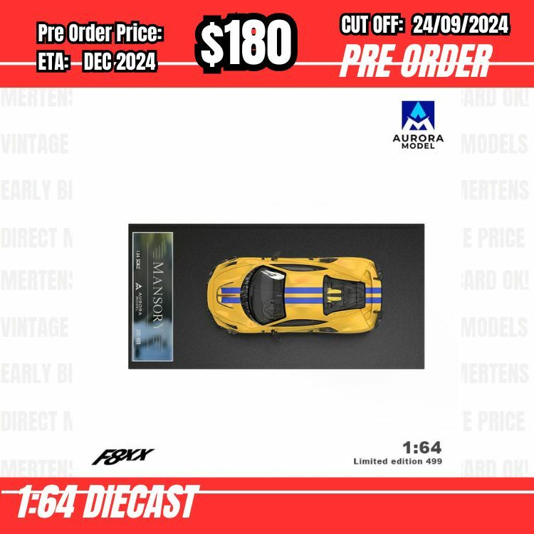 PO-$180 * Aurora Model * 1:64 F8 Tributo Mansory Yellow [OD19/09]