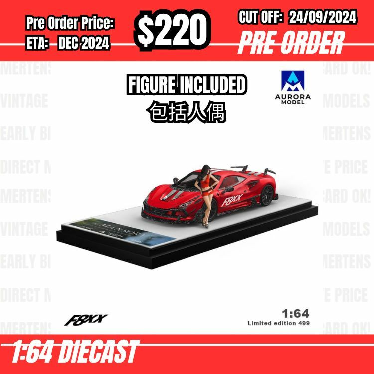 PO-$220 * Aurora Model * 1:64 F8 Tributo Mansory Red w/figure [OD19/09]