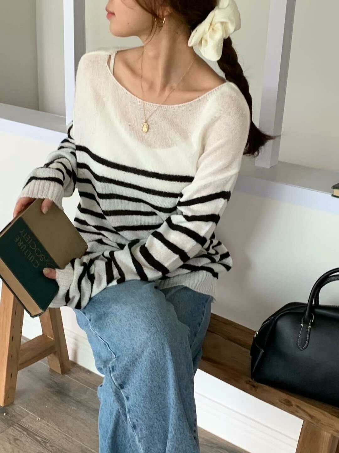 透薄針織橫間上衣