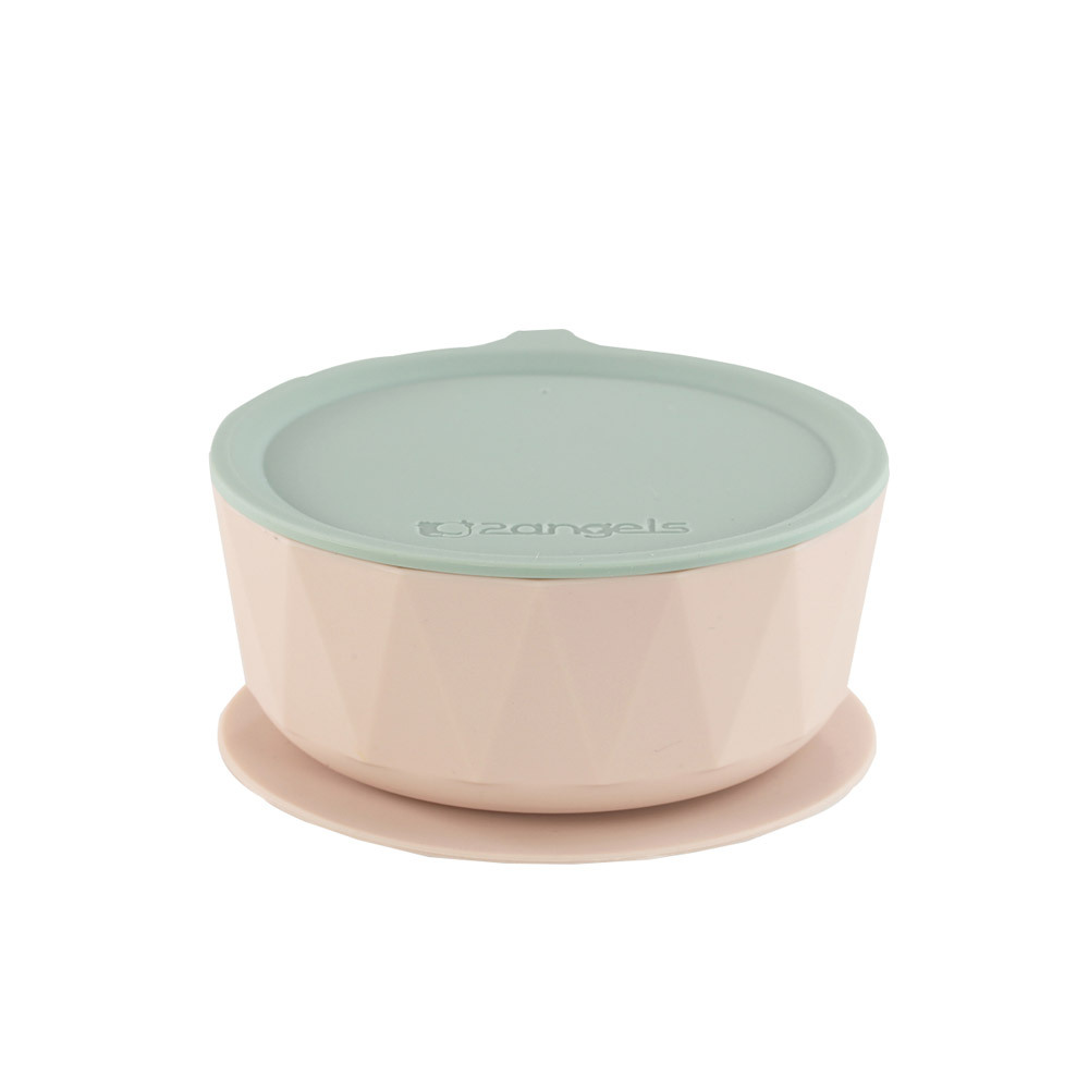 【2angels】Silicone diamond suction cup learning bowl Summer Leaf Latte (suction cup bowl, supplementary food tableware, toddler meal bowl, children's meal bowl, baby tableware)