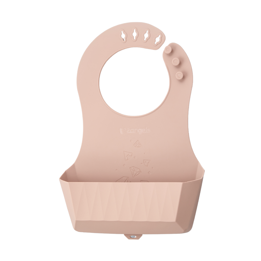 【2angels】silicone diamond bib - latte (preschool children's non-staple food bib, lightweight and leak-proof for toddlers and babies)