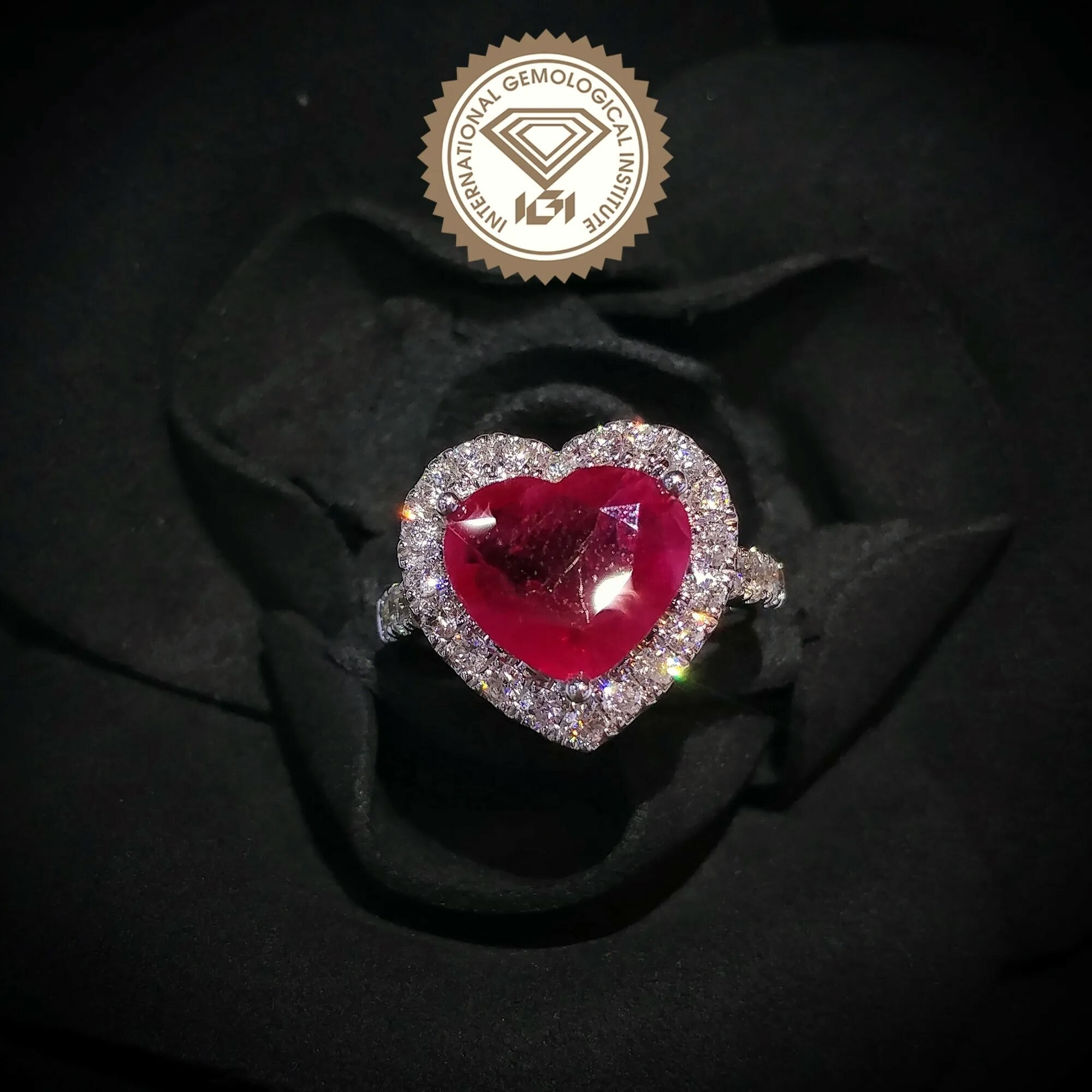 18K White Gold 3.08ct Ruby and Diamond Ring