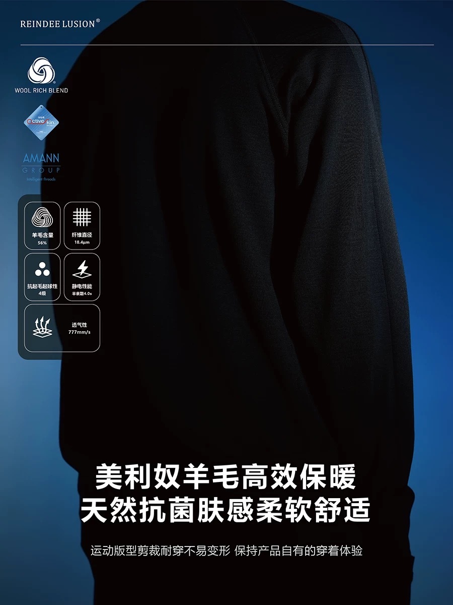 RL | REINDEE LUSION 美利奴羊毛立體結構半高領打底套指長袖T卹