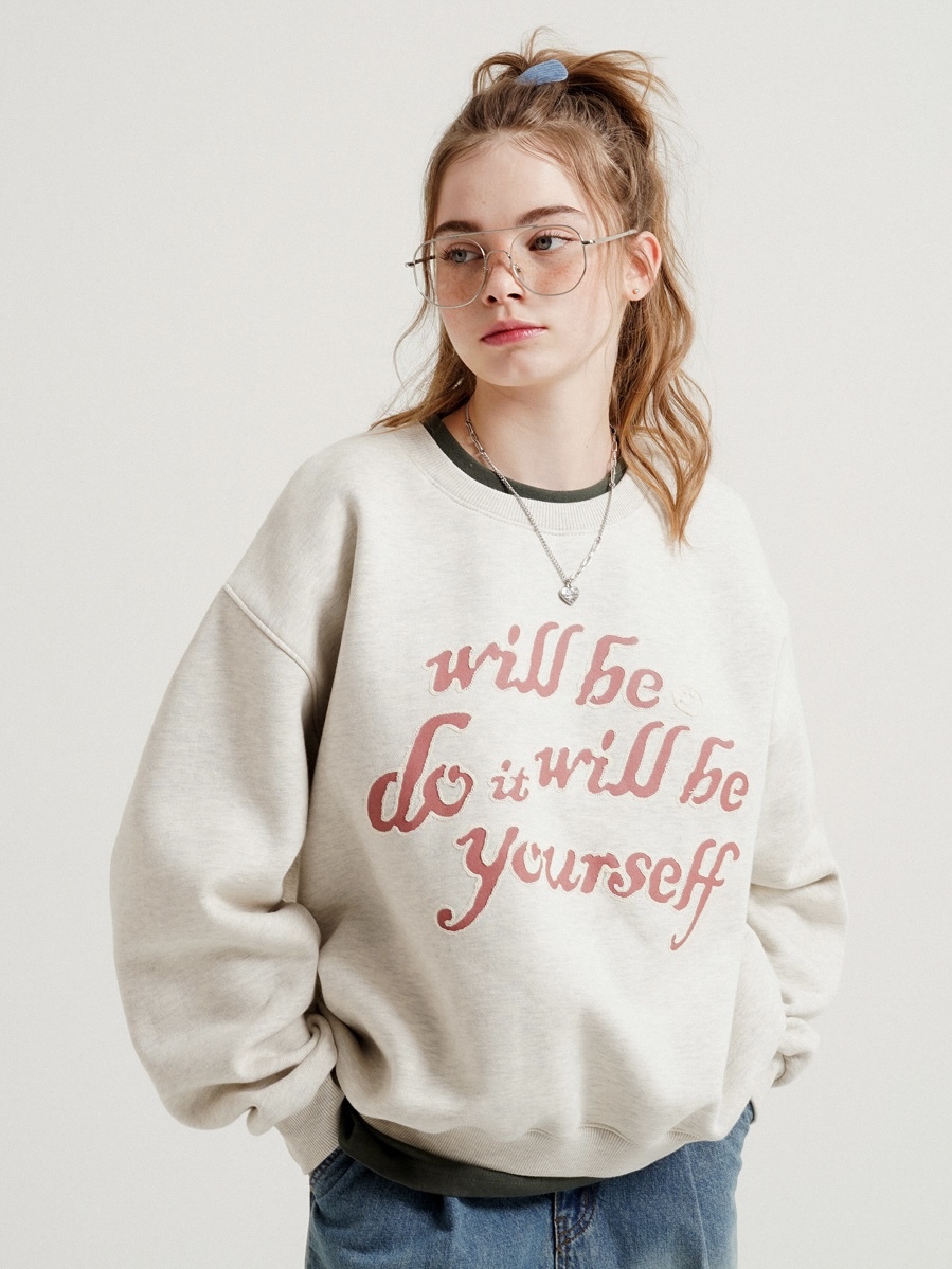 <預購> 韓國WV PROJECT yourself英字邊電繡刷毛大學T