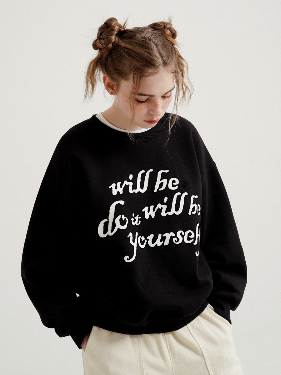 <預購> 韓國WV PROJECT yourself英字邊電繡刷毛大學T