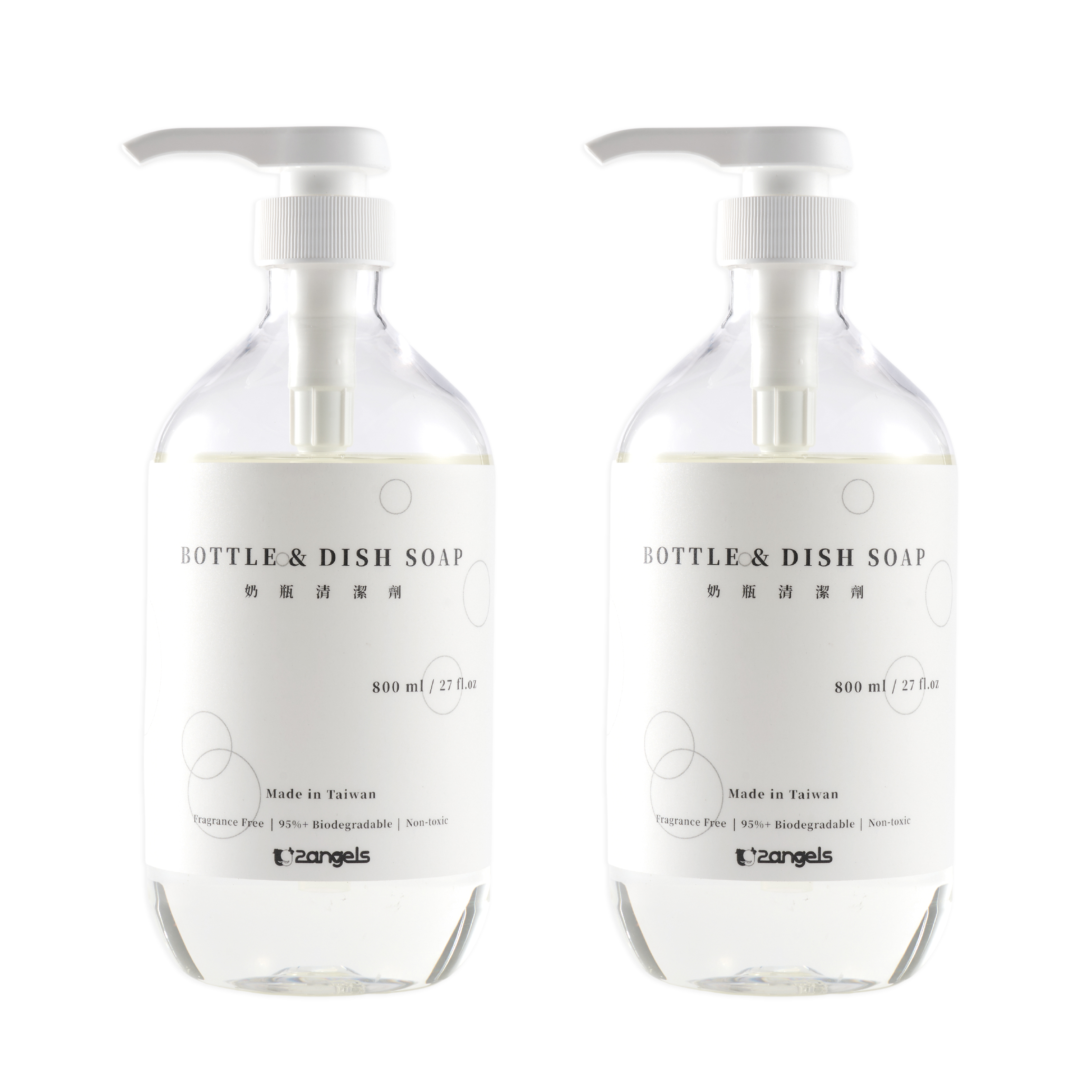 【2angels】Natural Bottle and Tableware Cleaner 800ml 2 pack