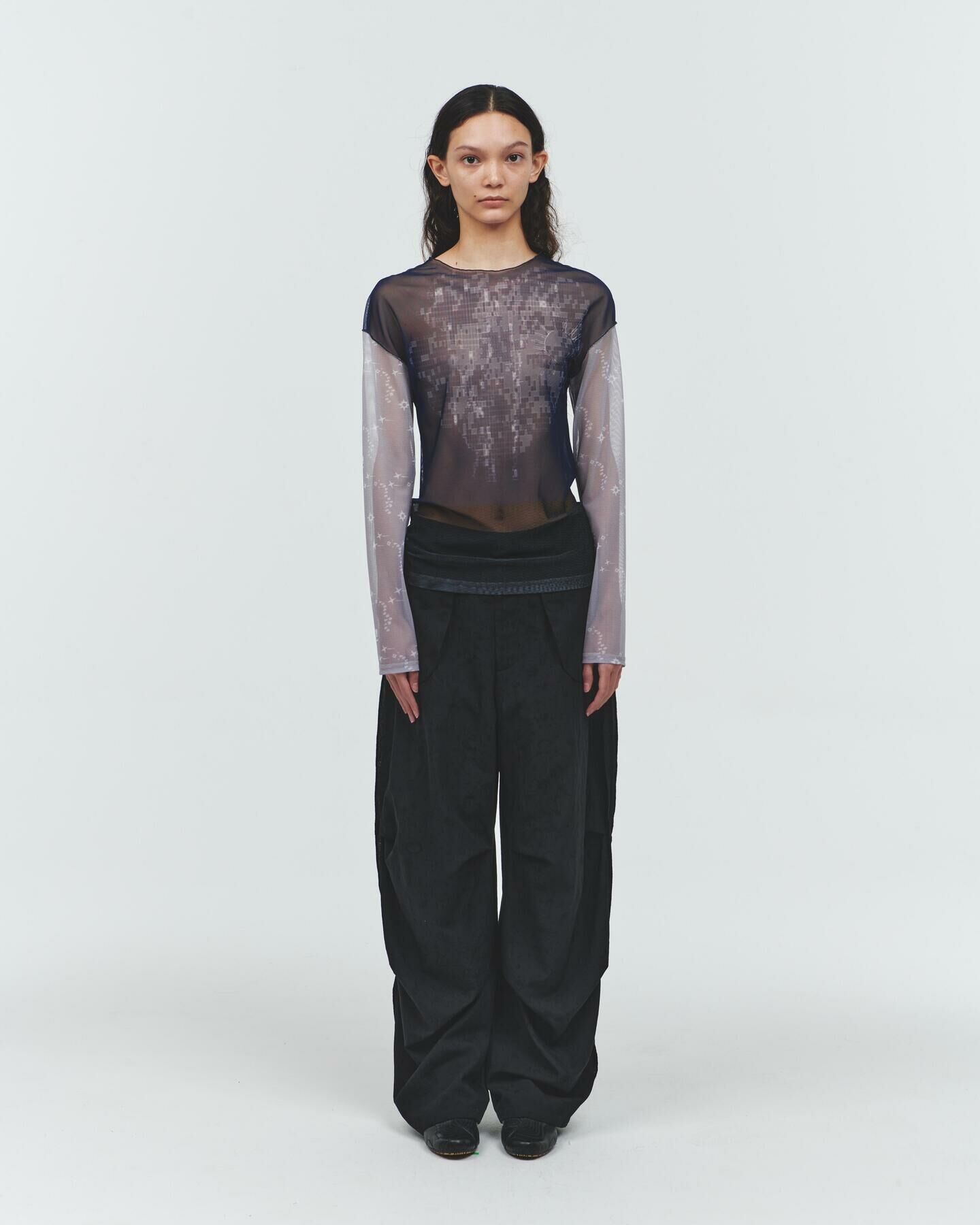 ODLY WORKSHOP Decompose Embroidered Knee Dart Trousers