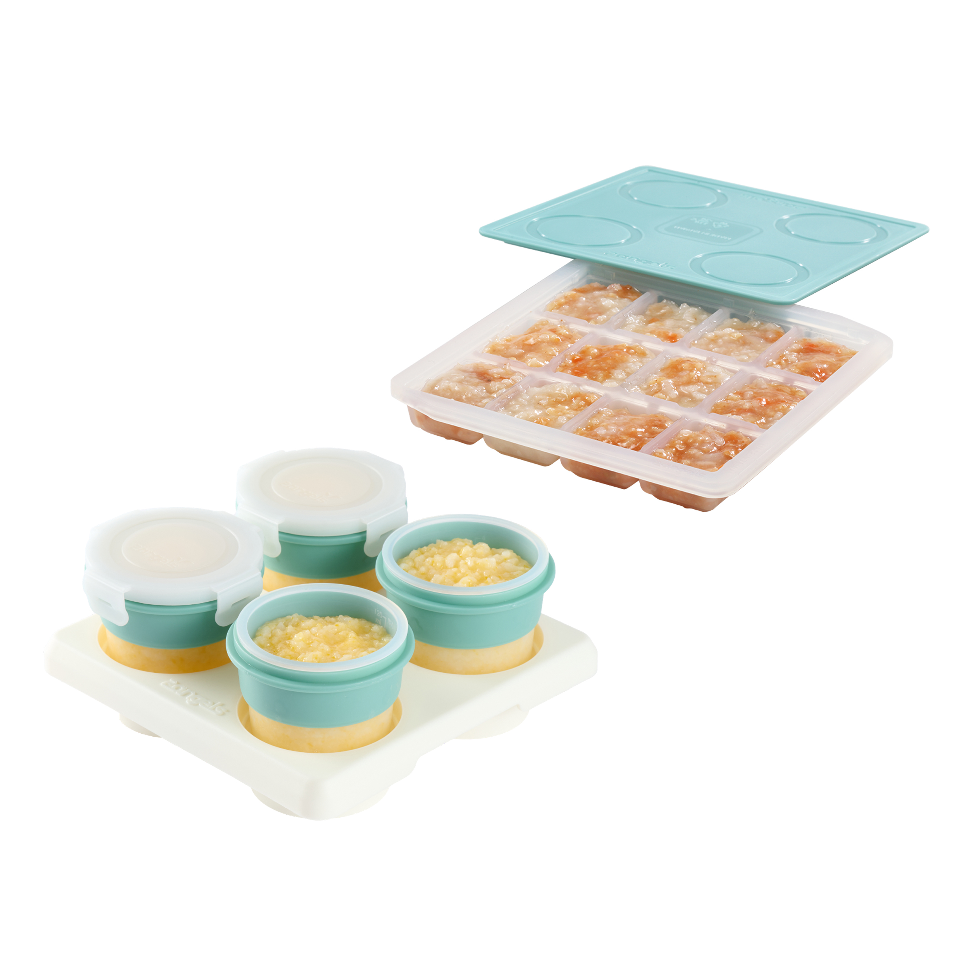 [2angels] Silicone non-staple food ice box 15ml + storage cup 120ml (set of two) (baby non-staple food snack packaging box tableware ice brick box)