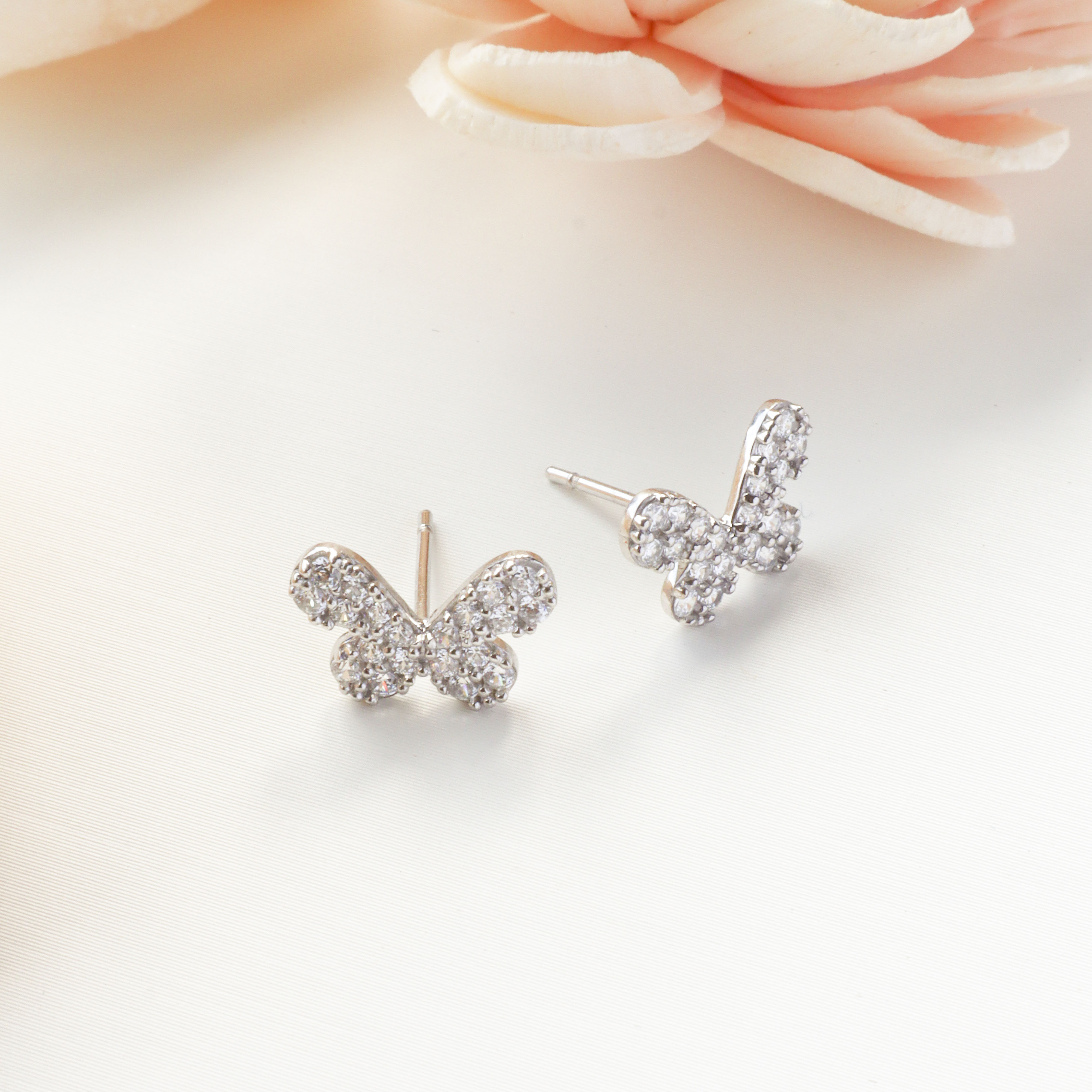 14K/俏皮雙蝶耳環