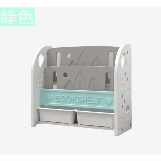 熱推兒童多功能雙層書架 玩具收納盒(綠色)