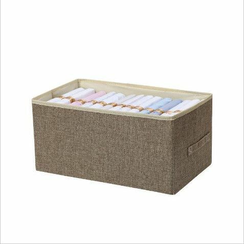 新款【大碼】 棉布 可折疊 整理箱 深啡色 | 抽屜式 收納箱 儲物箱子 置物籃 雜物收納盒
