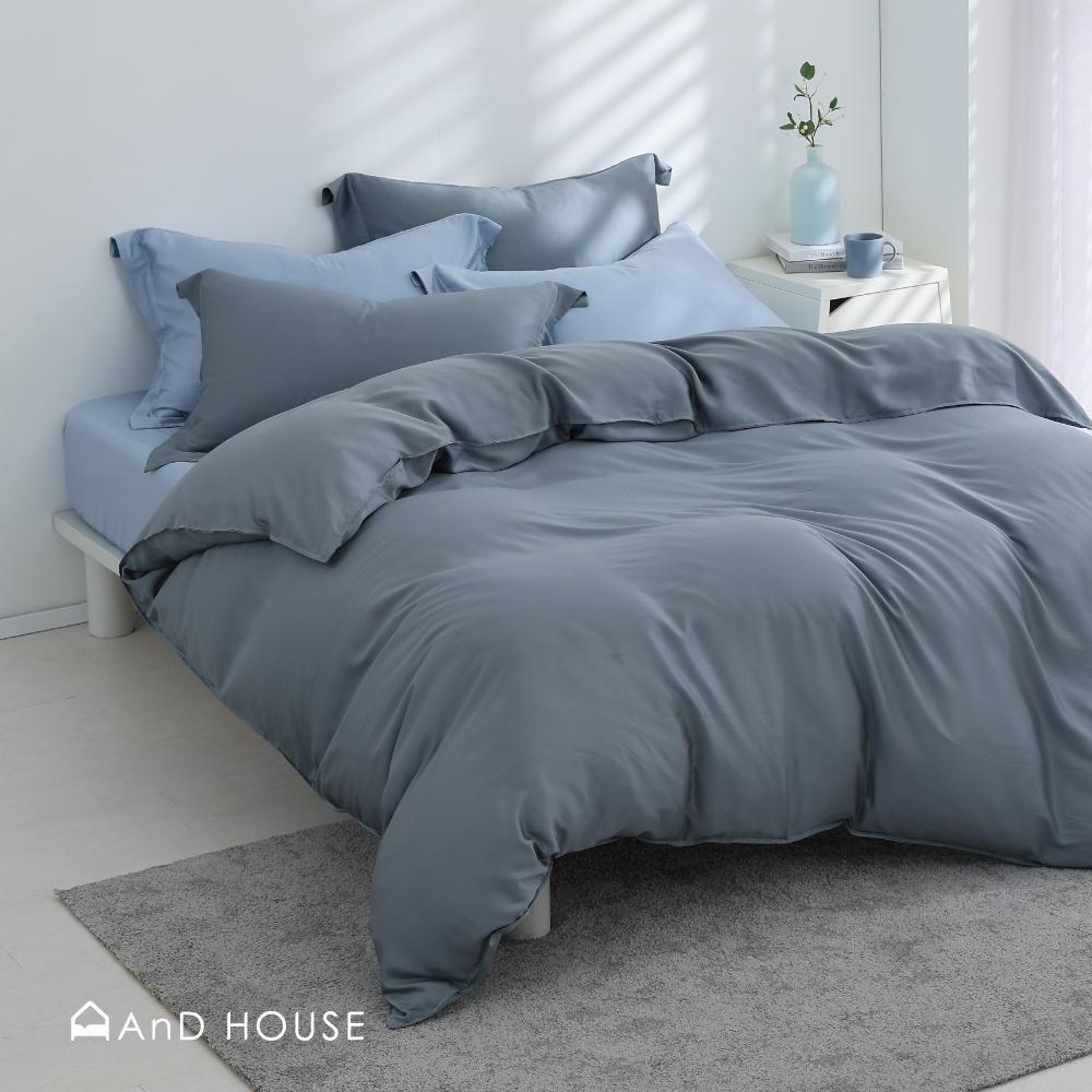 60支天絲｜100%萊賽爾｜雙色配｜運河藍ｘ黛灰藍