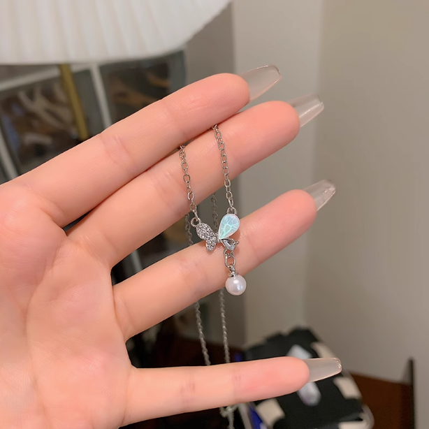 Dreamy Ice Blue Butterfly Necklace