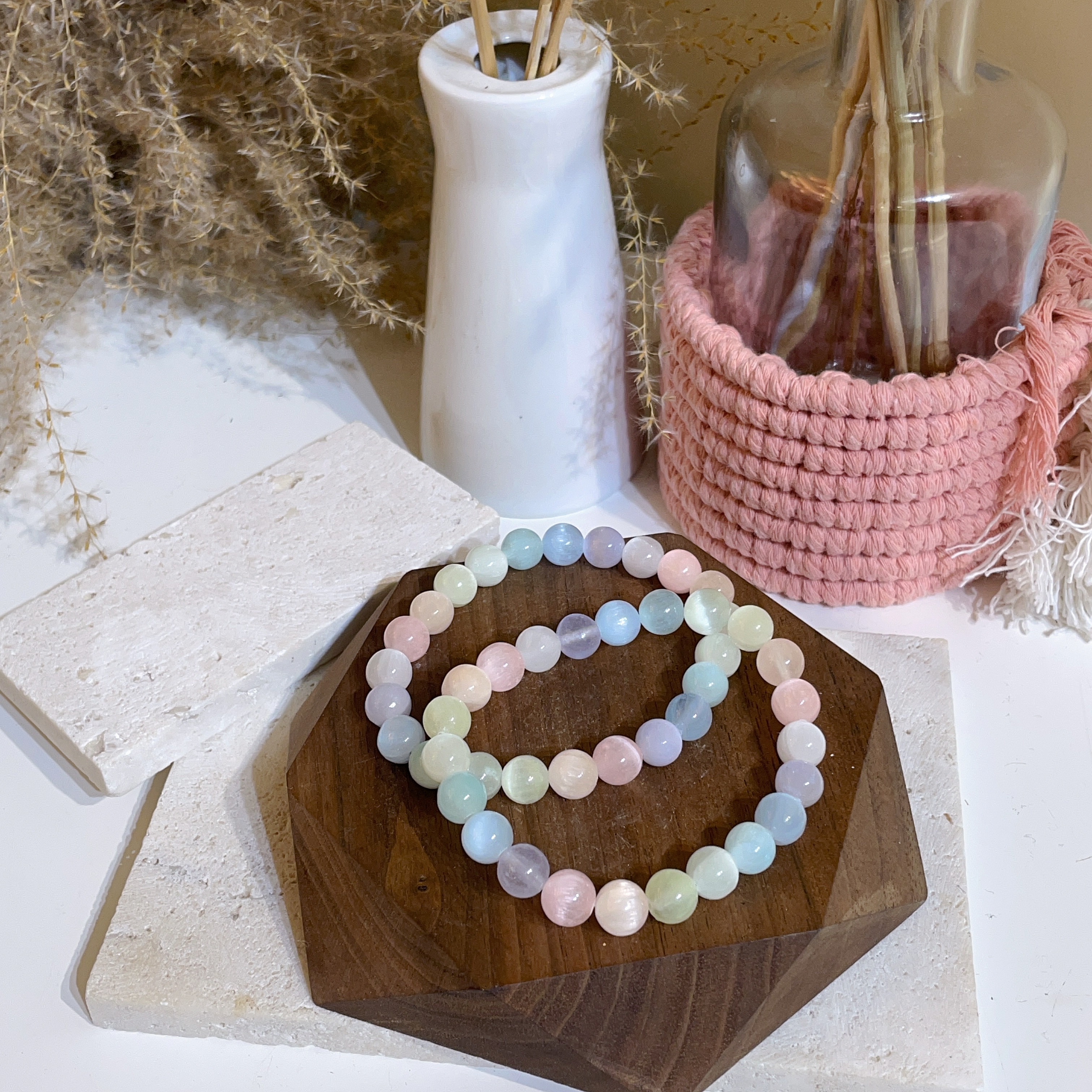 彩色鍍膜石膏手串 8mm