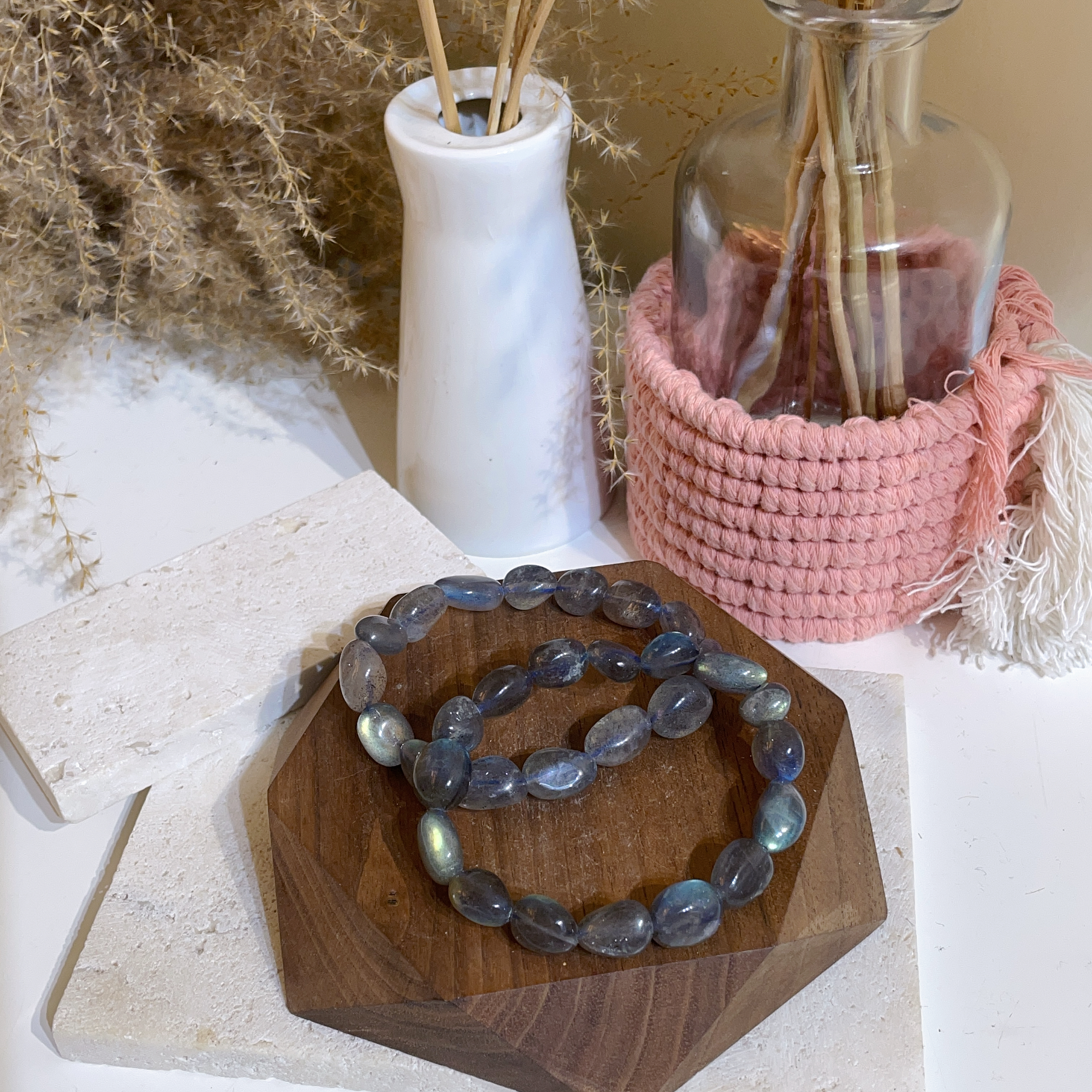 灰月亮大豆豆手串