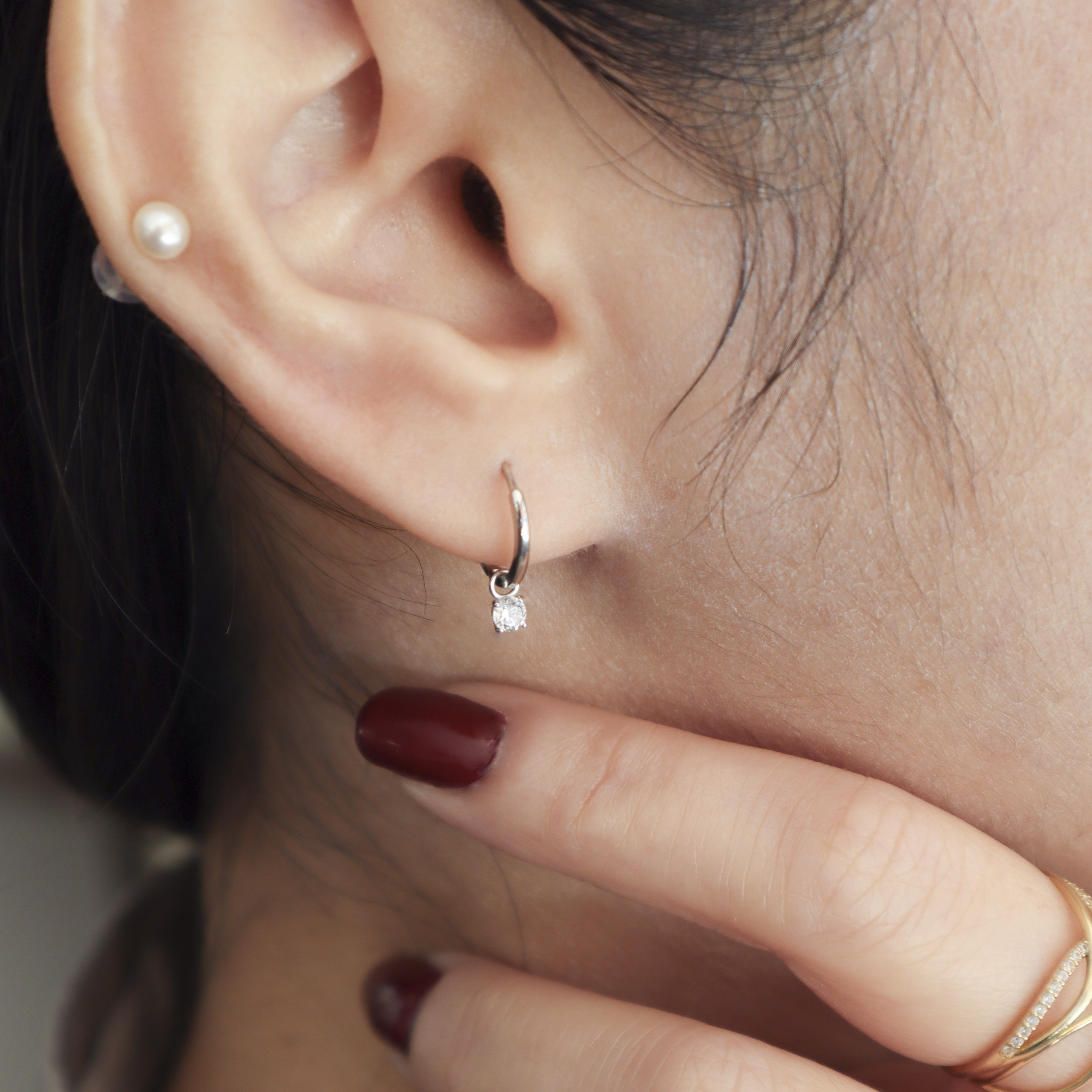 14K/圓圈曜鑽耳環