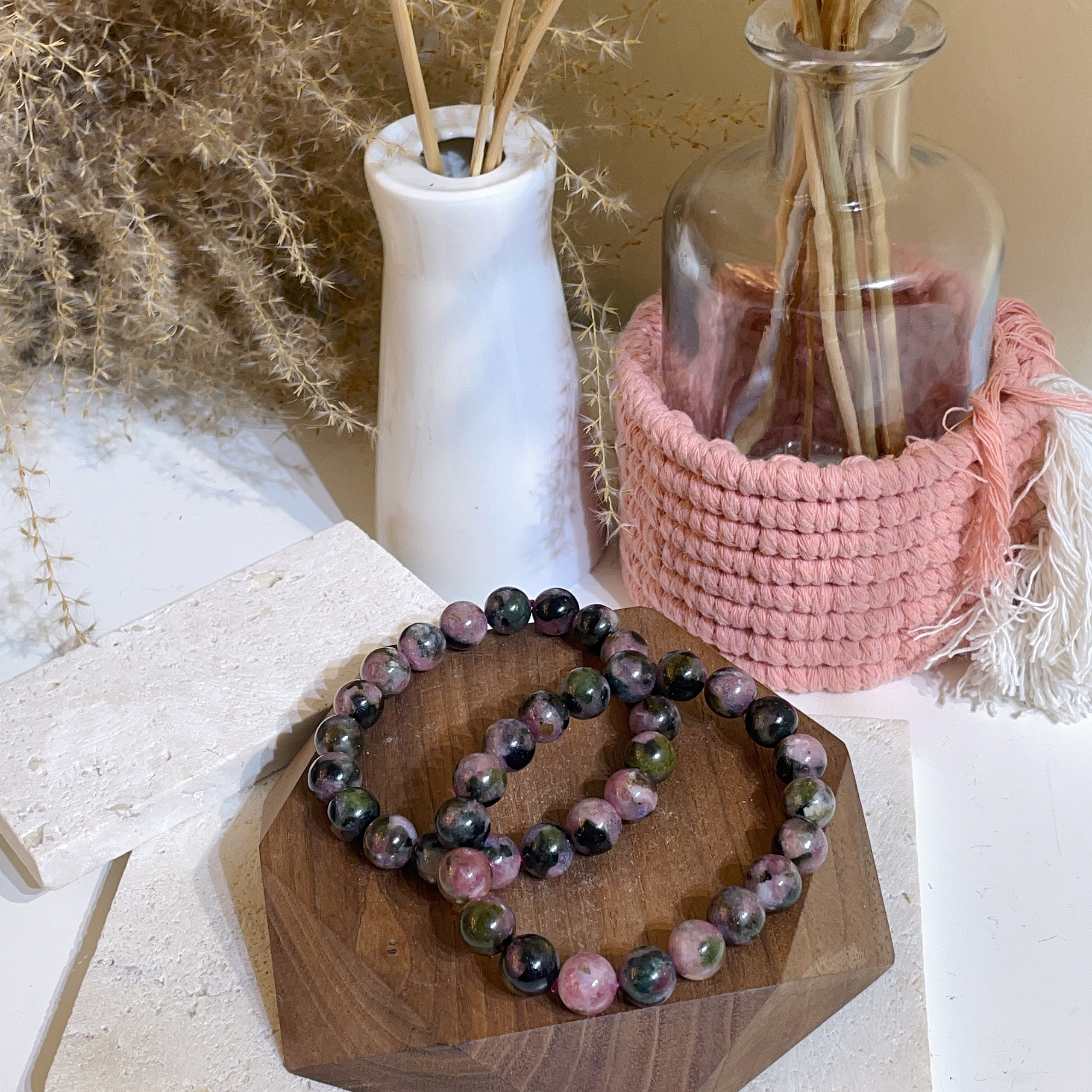 粉紫紅西瓜碧壐手串 9mm