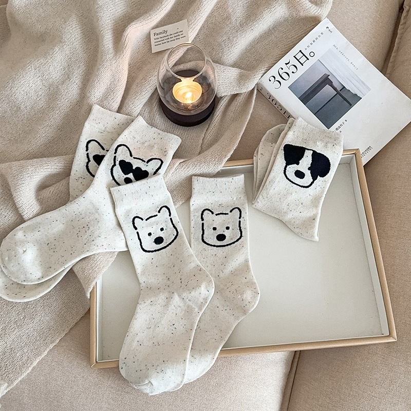 《91902》黑色線條狗狗襪子