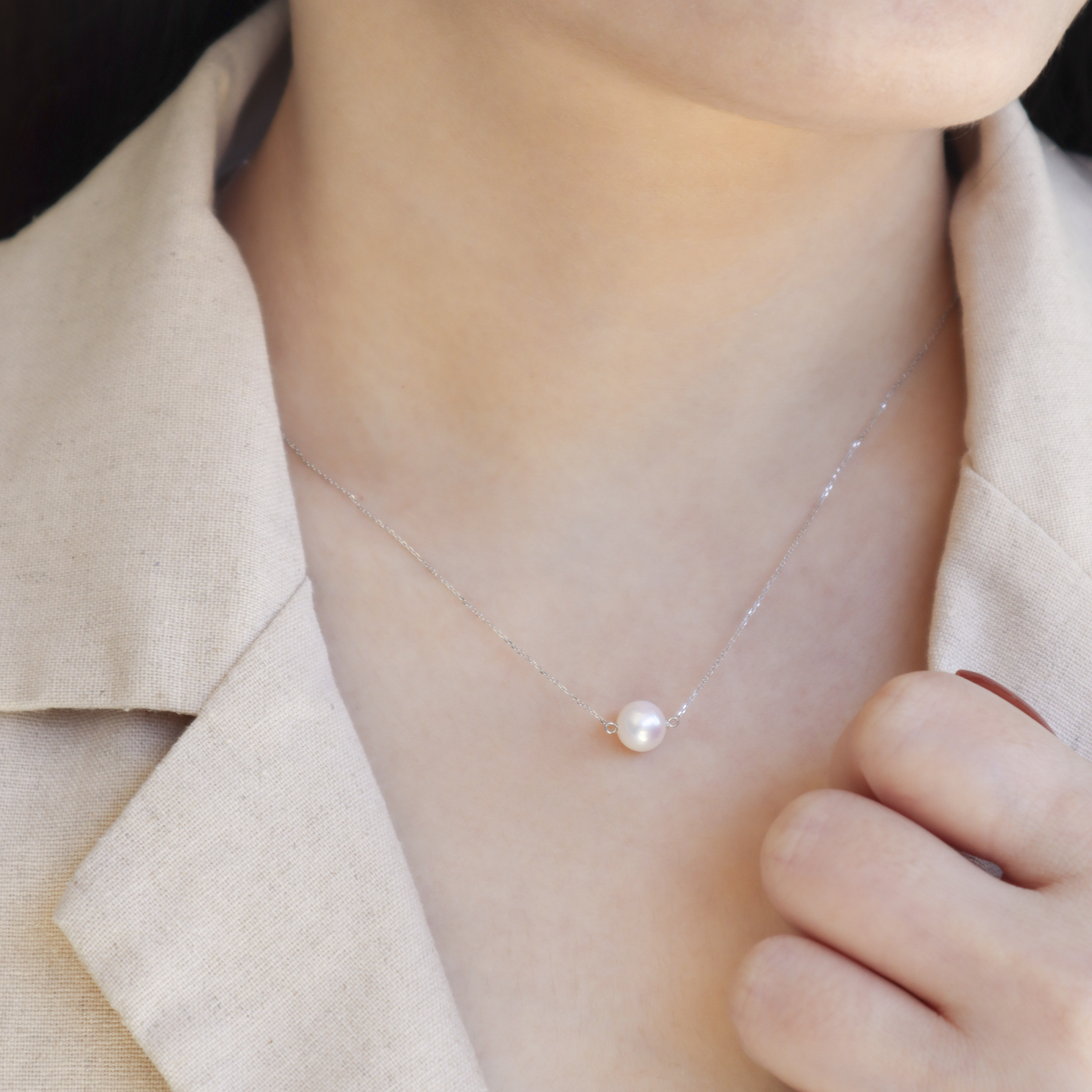 14K/圓潤珍珠項鍊