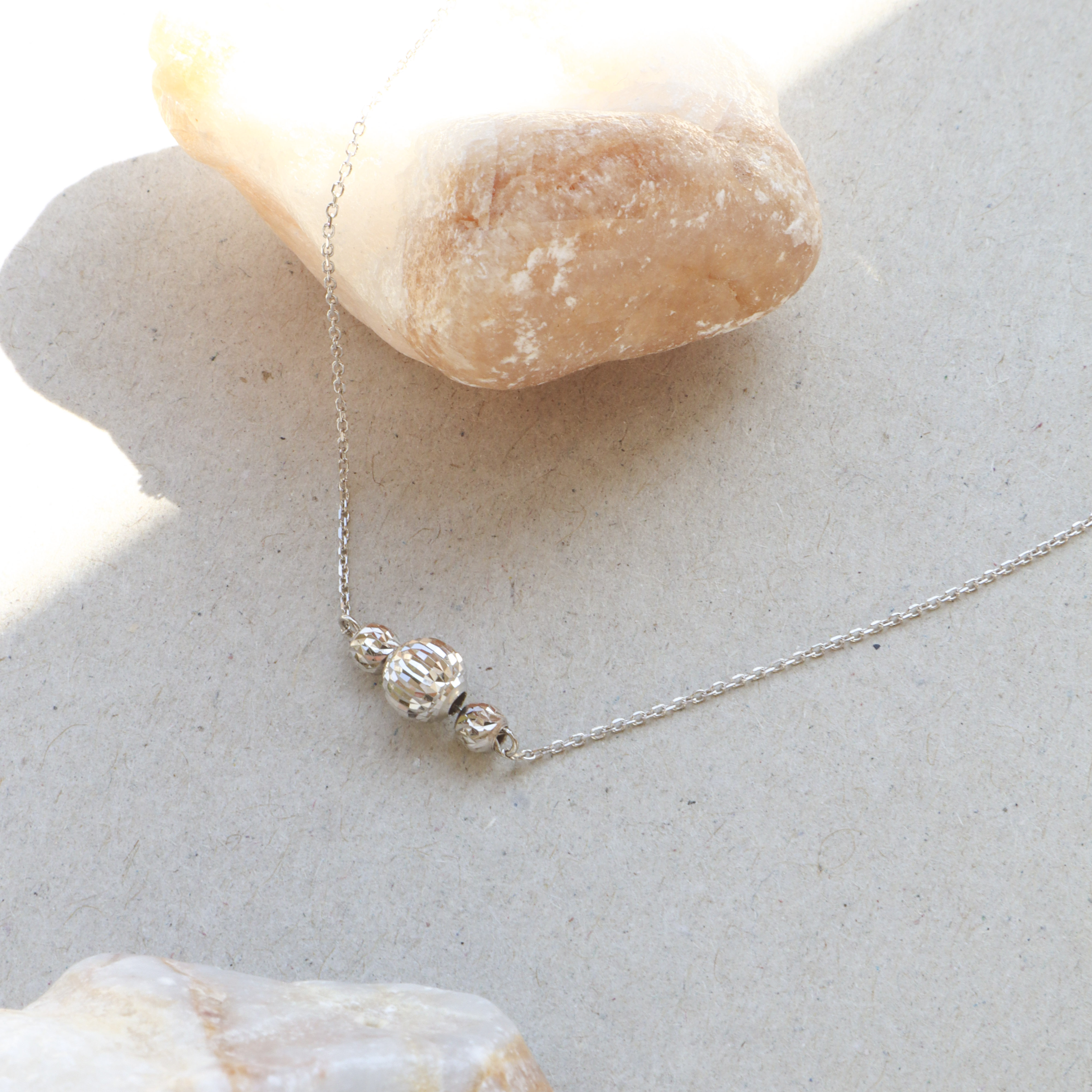 14K/層次切紋珠項鍊