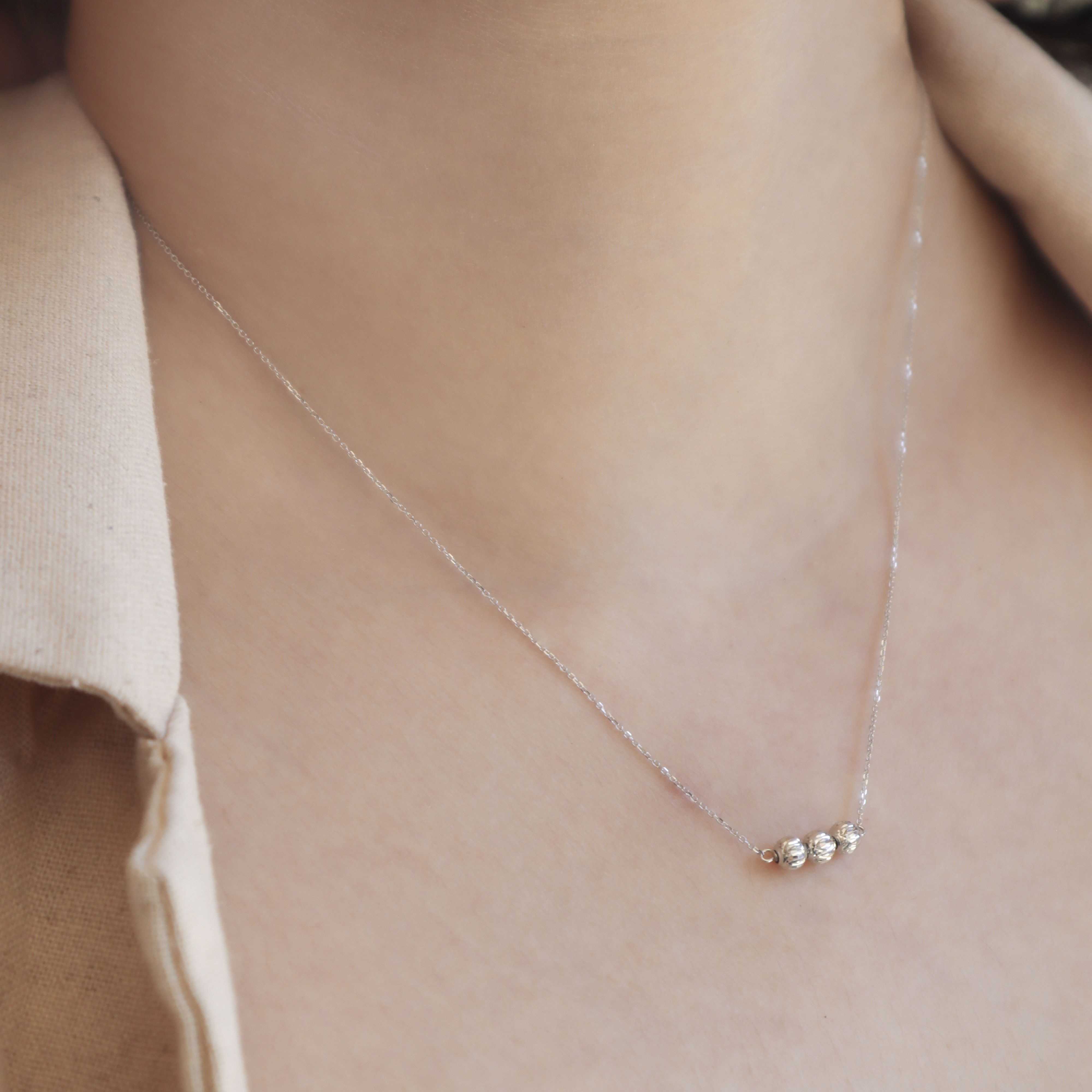 14K/排列切紋珠項鍊