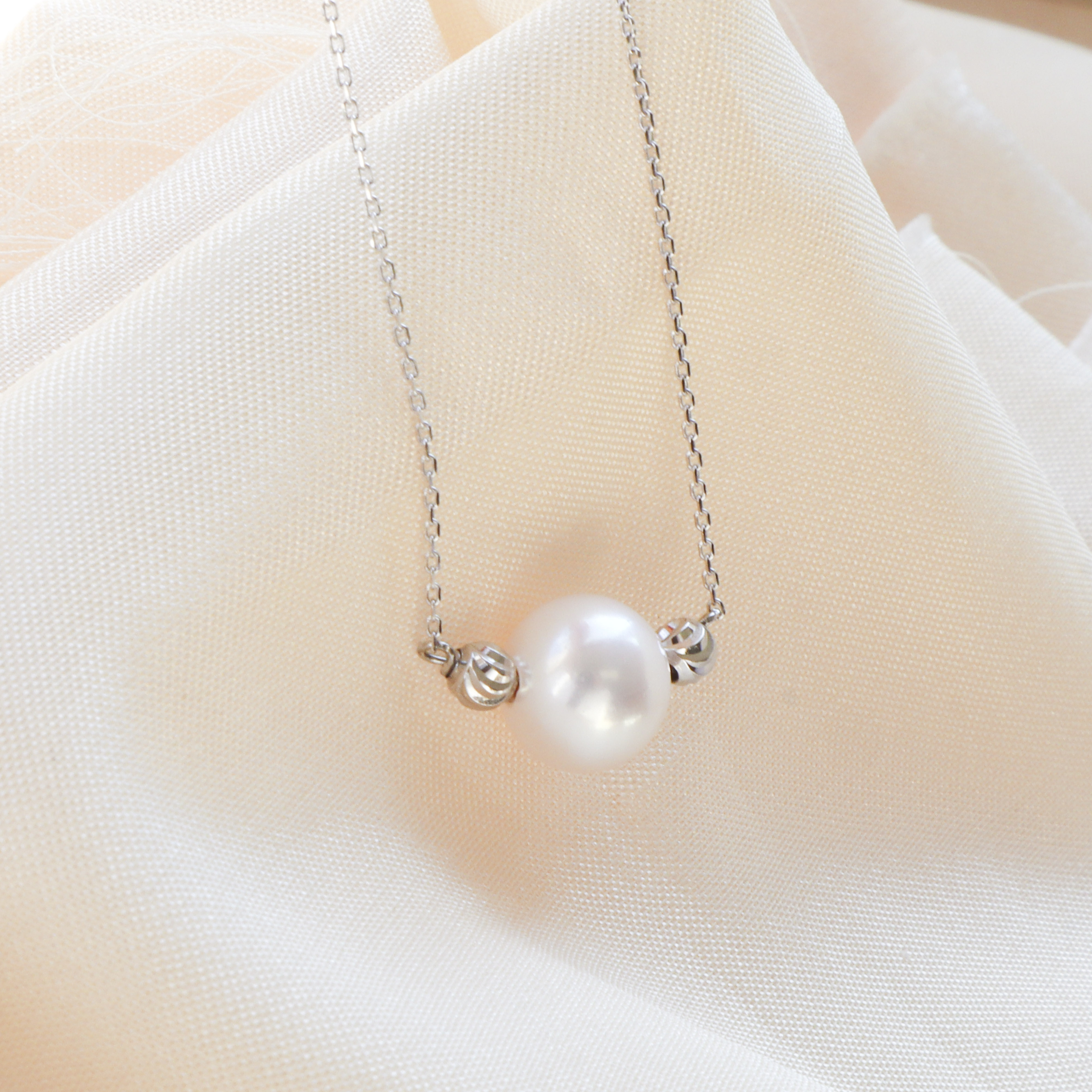 14K/珍珠切紋珠項鍊