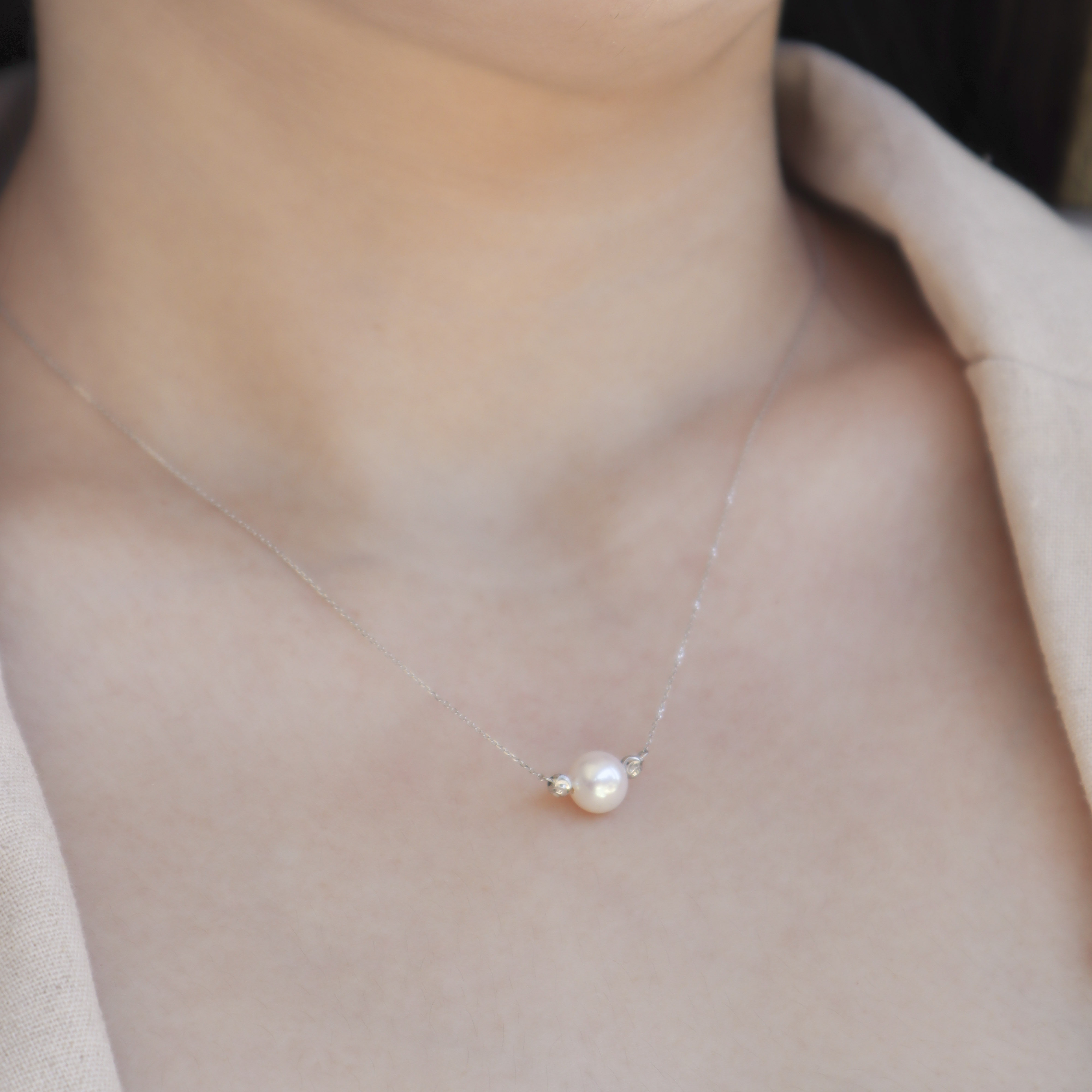 14K/珍珠切紋珠項鍊