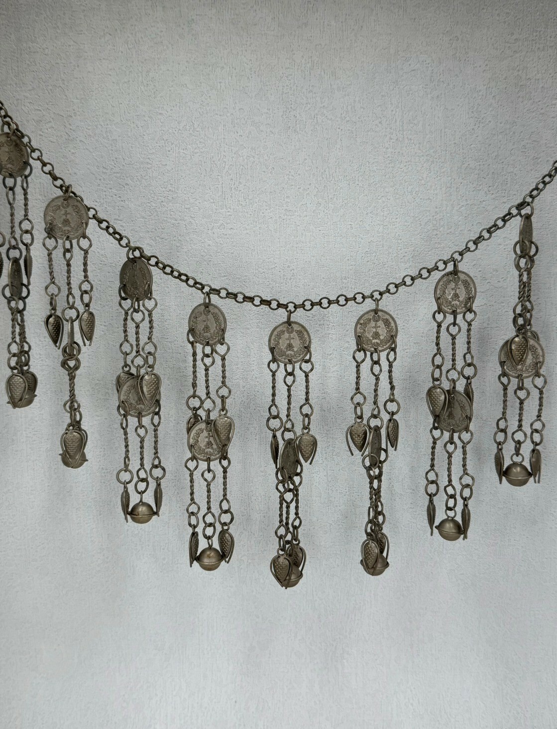 J11-燻全焊接十錢古幣瓜子雙層鈴鐺鏈條126cm