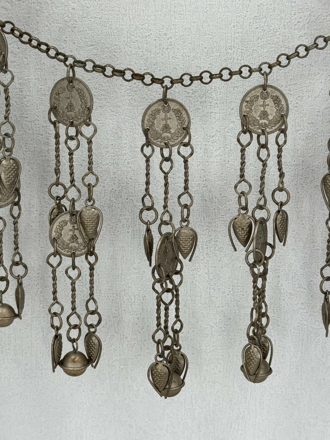 J11-燻全焊接十錢古幣瓜子雙層鈴鐺鏈條126cm