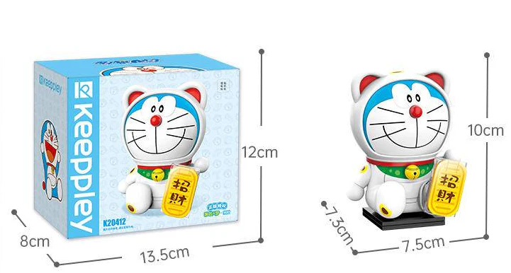 《Qman 啟蒙積木 》 哆啦A夢 圓頭款積木-招財貓