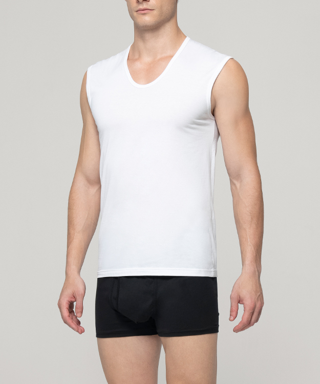 金絲棉系列 男U領寬肩背心 HE922