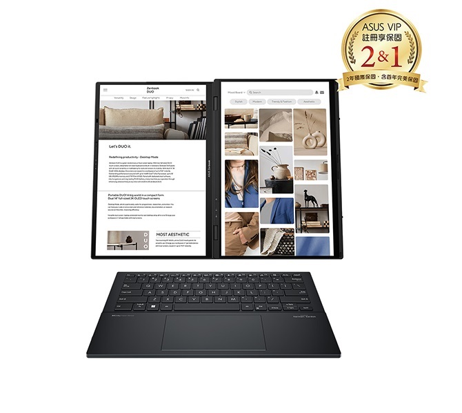 ASUS ZenBook  Duo UX8406CA-0022I285H 墨灰色 14吋觸控筆電/Ultra 9-285H/32G/1TSD