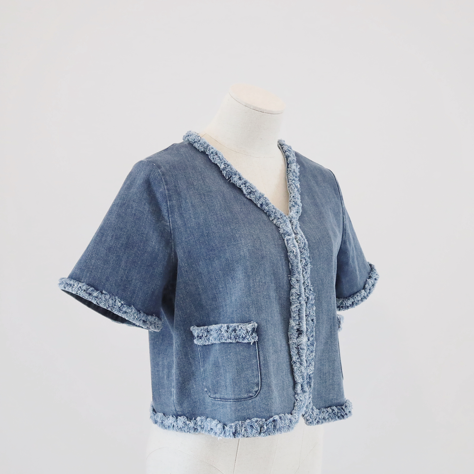 [現貨] [Vol.6] [7072]  流蘇洗水牛仔外套