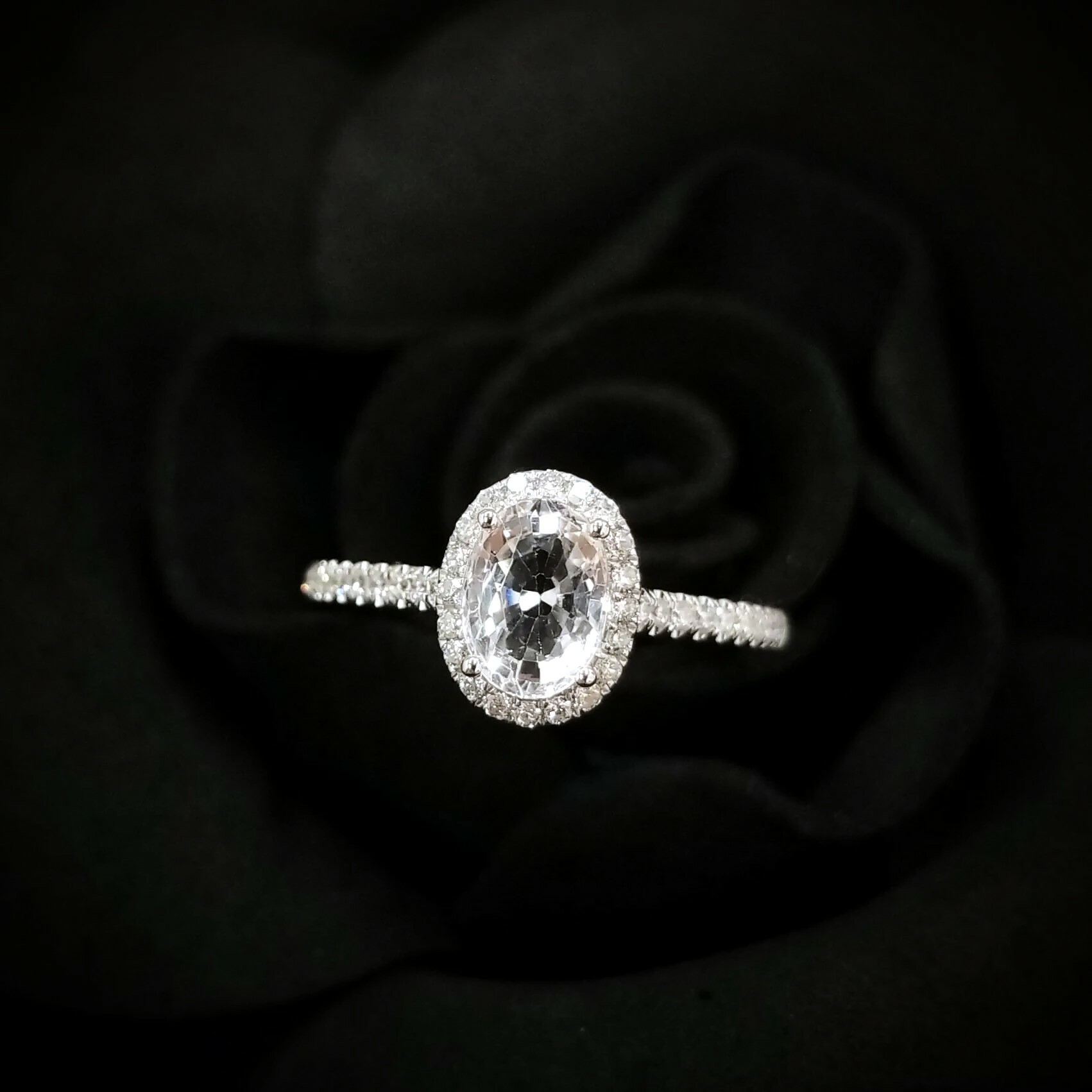 18K White Gold 1.05ct Sapphire and Diamond Ring