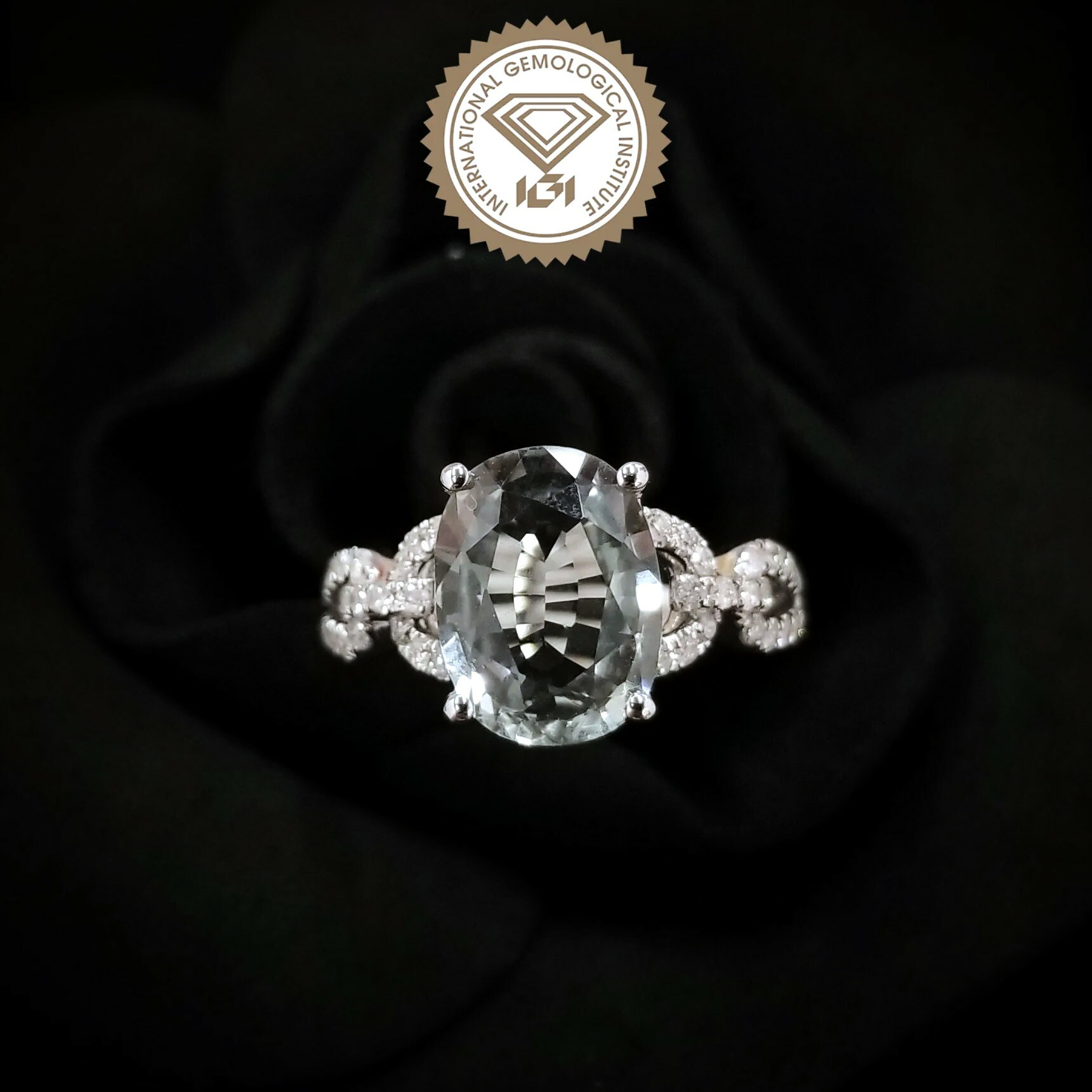 18K White Gold 3.24ct Sapphire and Diamond Ring