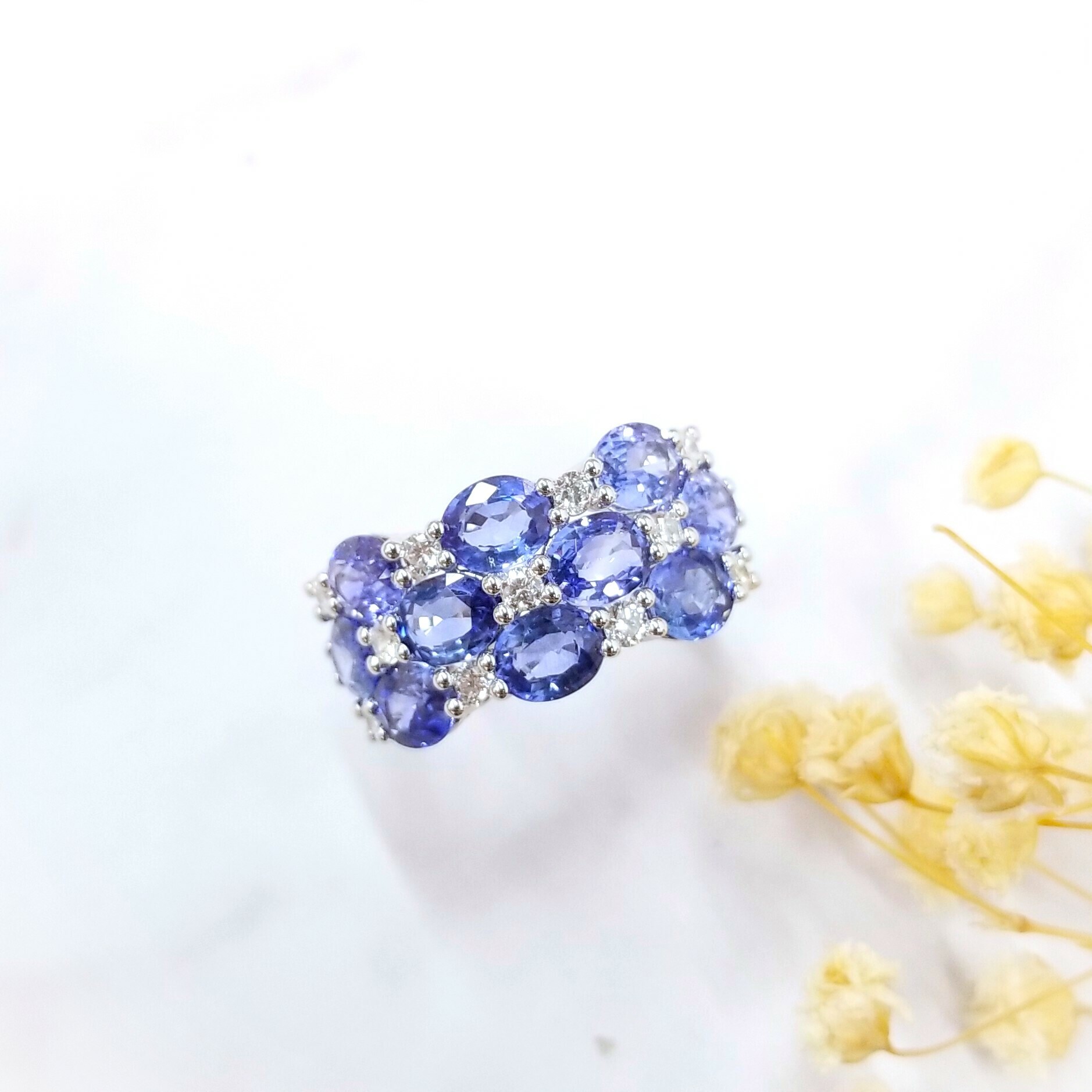 18K White Gold 4.34ct Sapphire and Diamond Ring