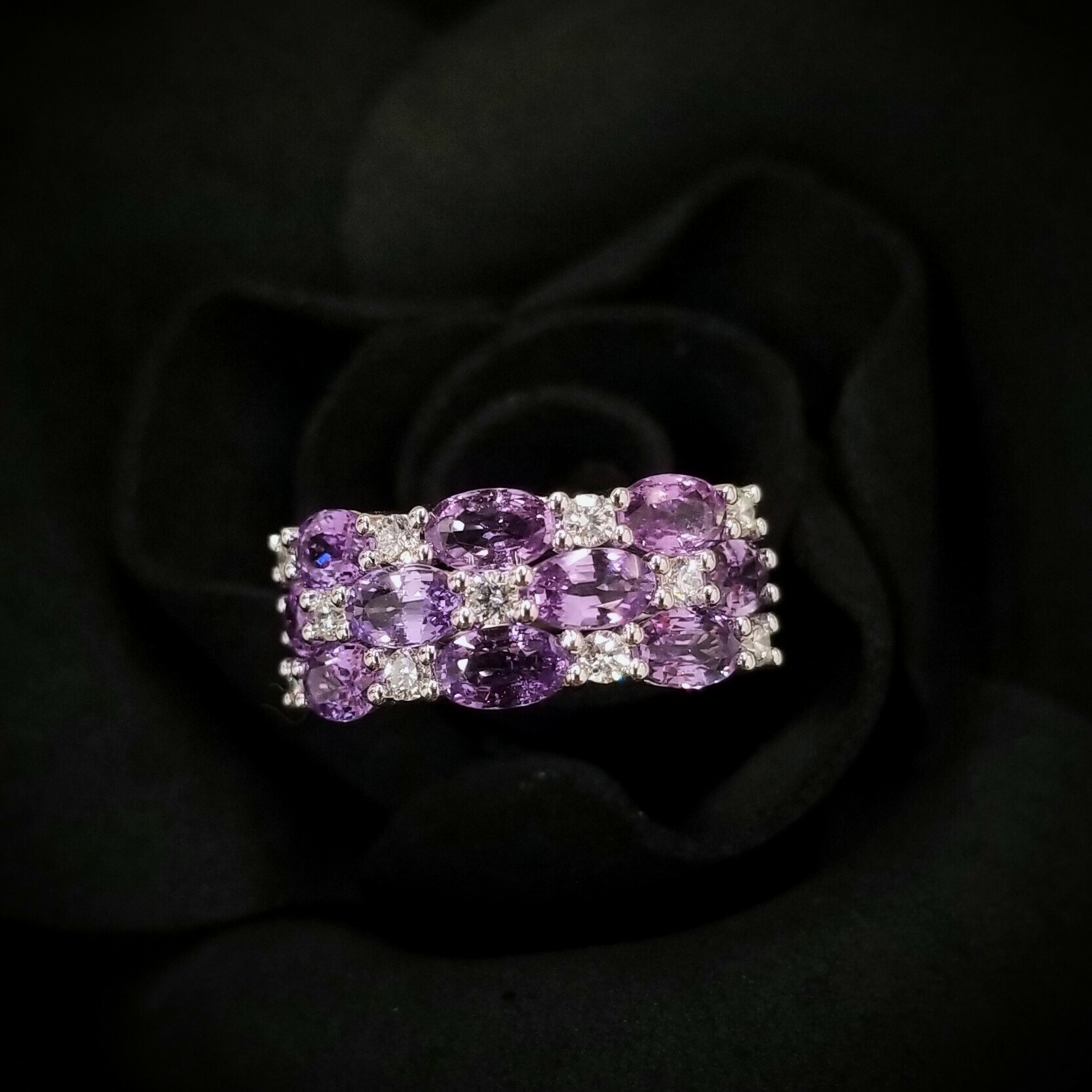 18K White Gold 2.68ct Sapphire and Diamond Ring