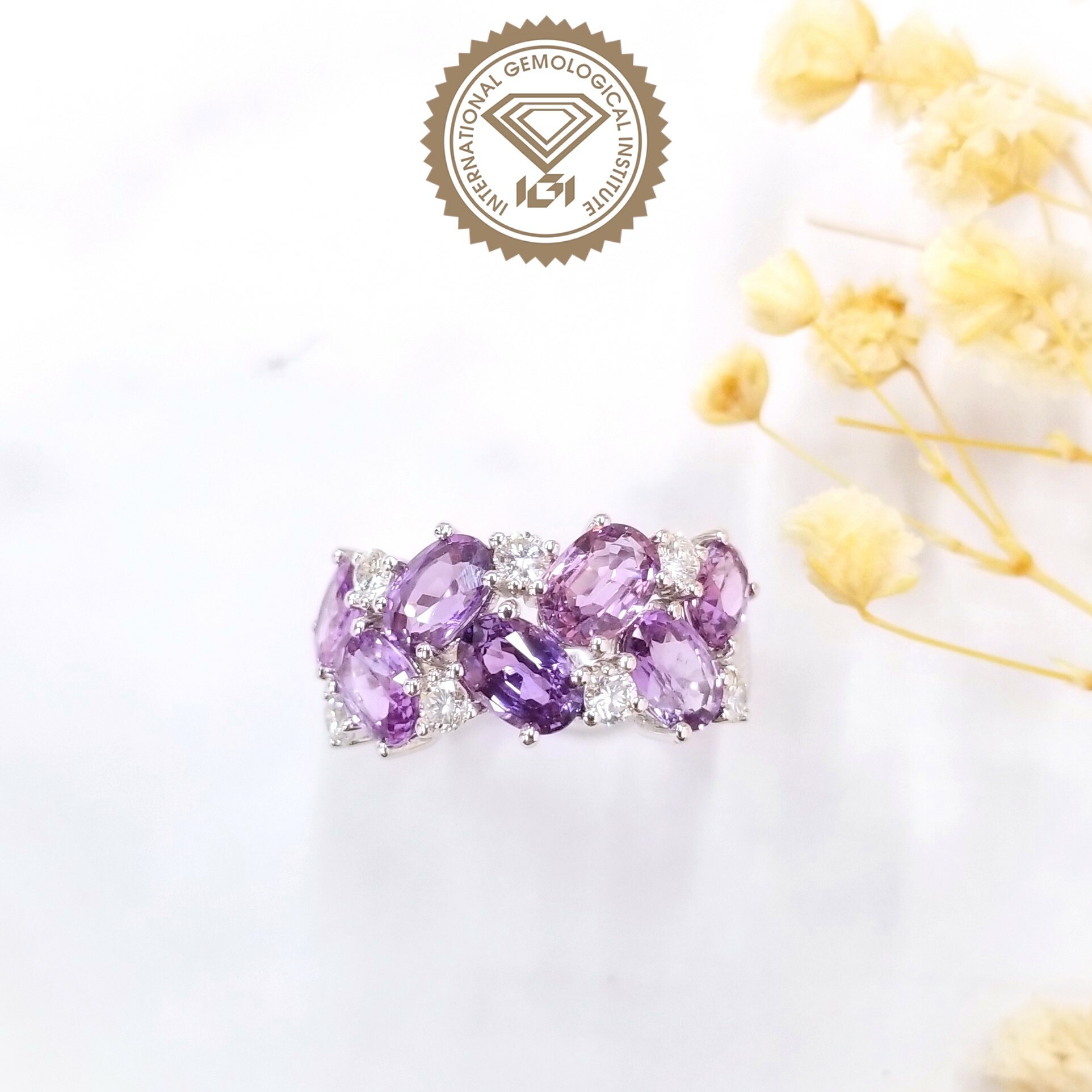 18K White Gold 4.40ct Sapphire and Diamond Ring