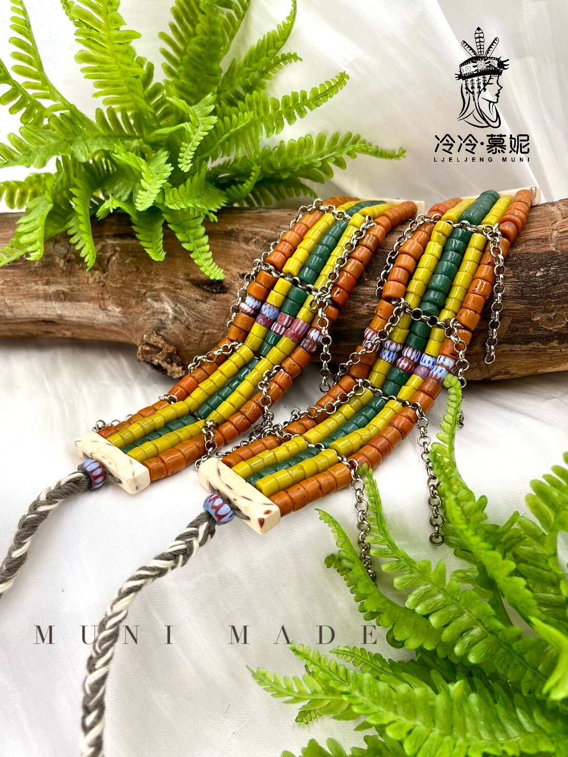 Muni-No.9貿易老珠五排手鍊16cm