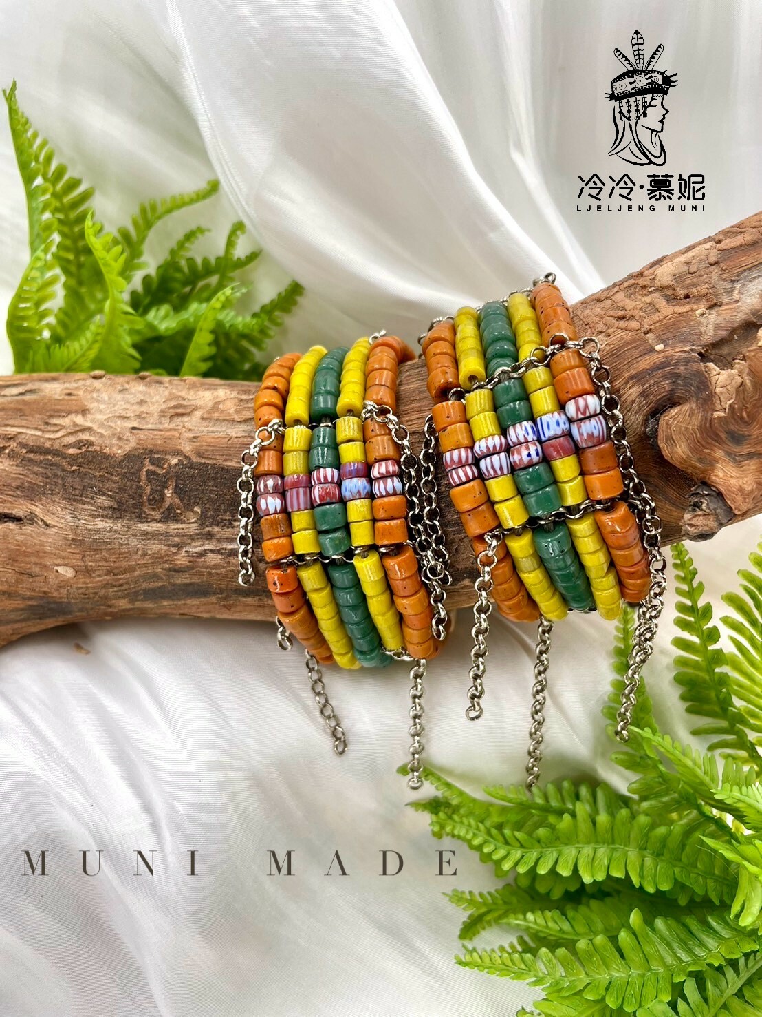 Muni-No.9貿易老珠五排手鍊16cm