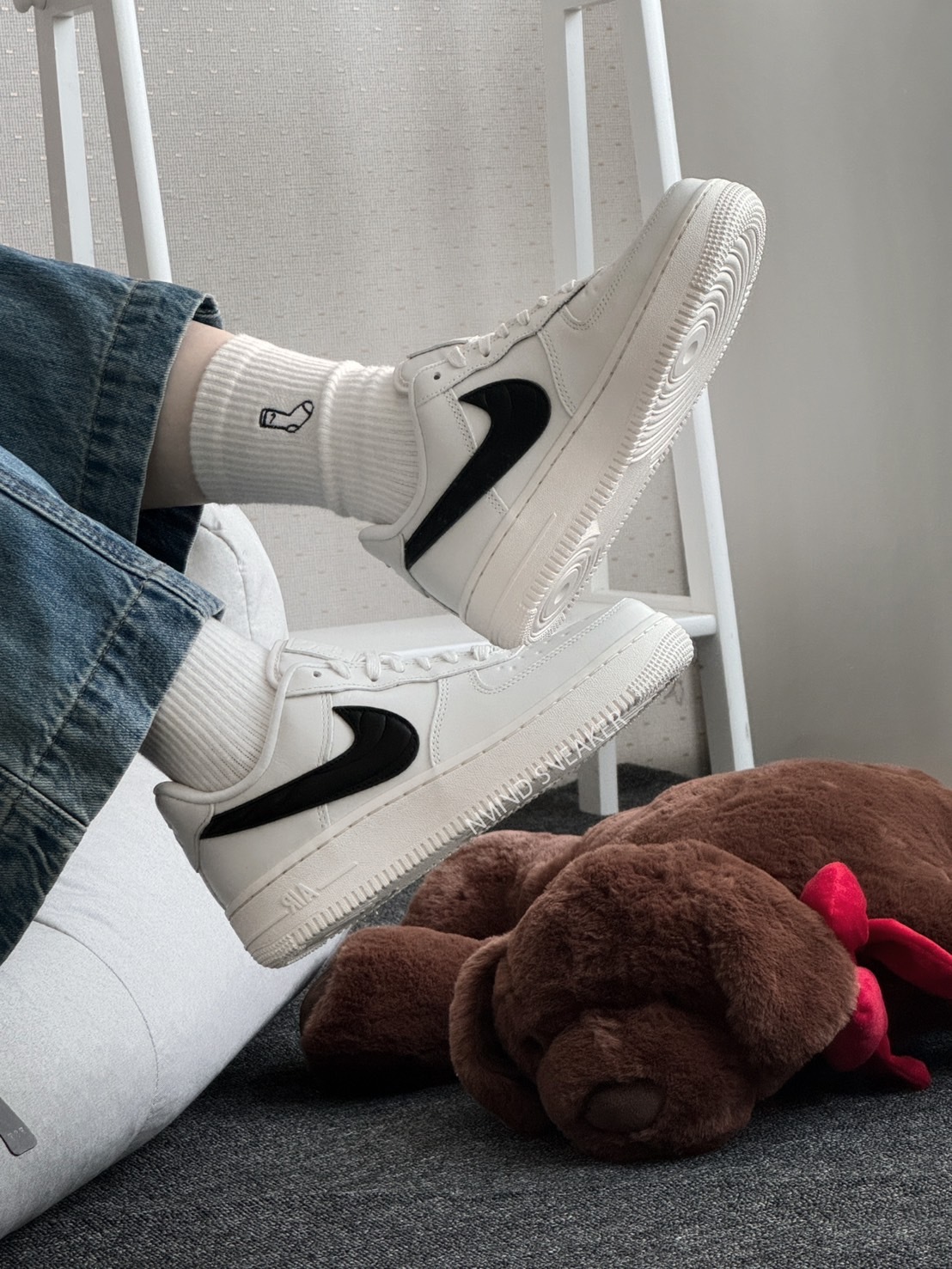 <零碼> 23cm-Nike Air Force 1 Low "Water Resistant Upper" 白底黑勾 小AMBUSH (FV1182001)