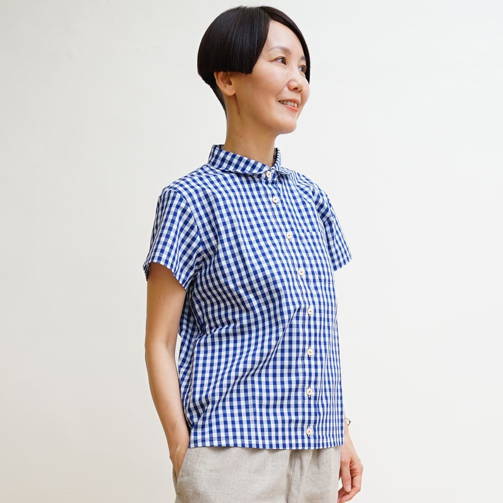 【預購】短袖襯衫 藍格