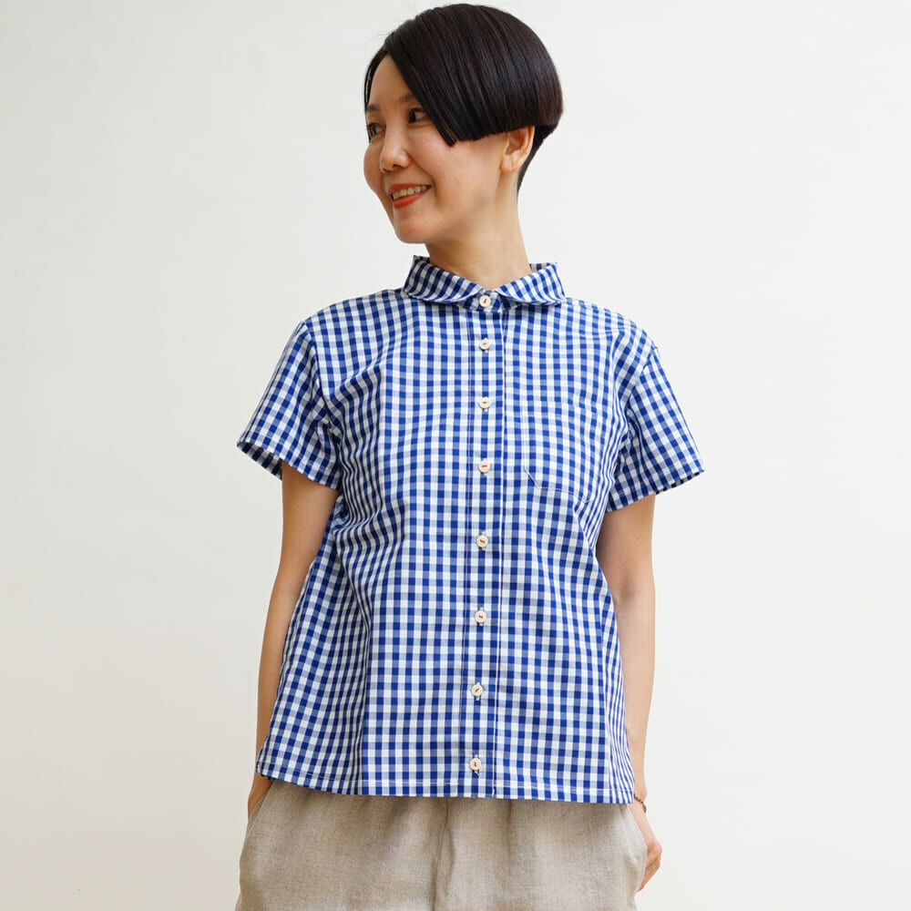 【預購】短袖襯衫 藍格