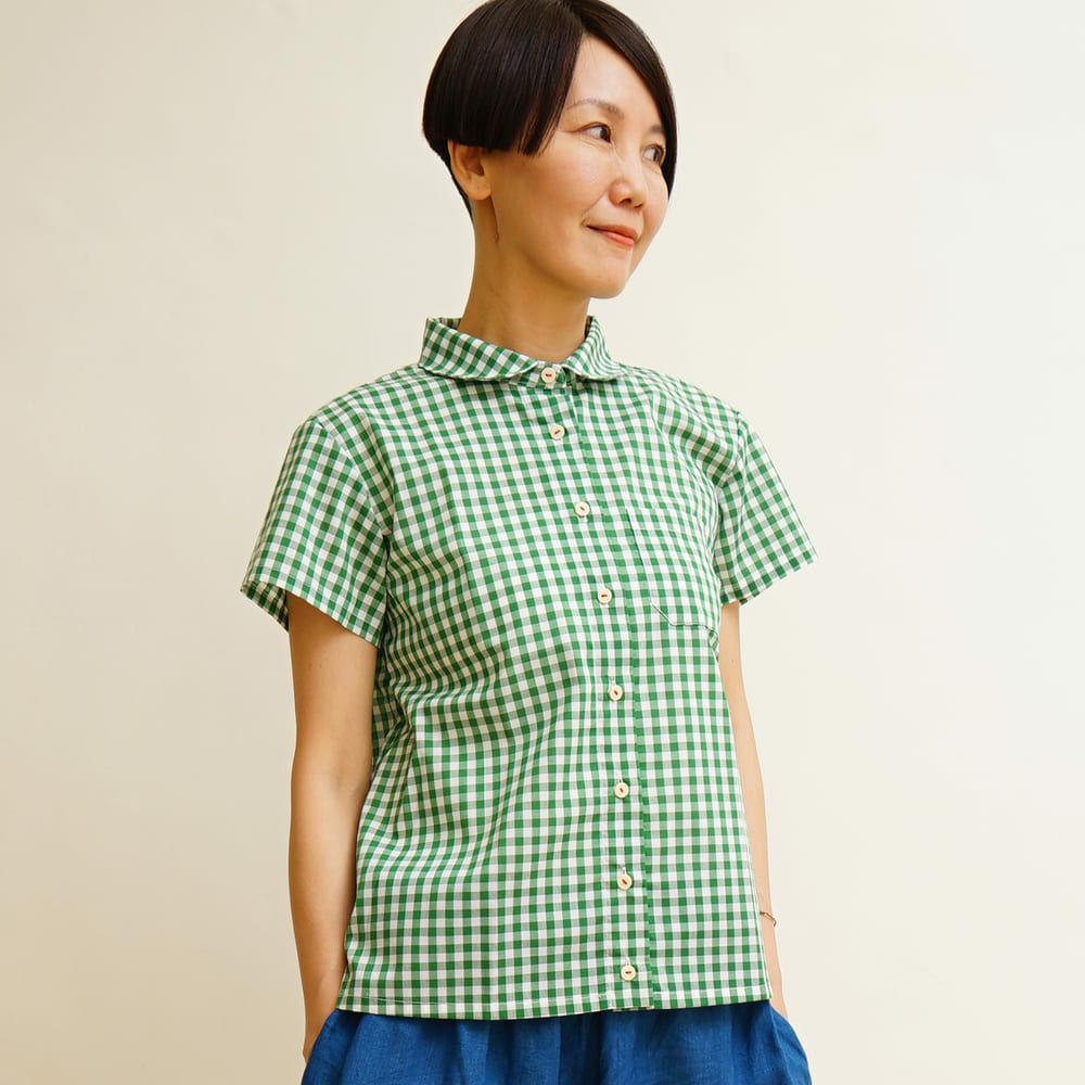 【預購】短袖襯衫 綠格