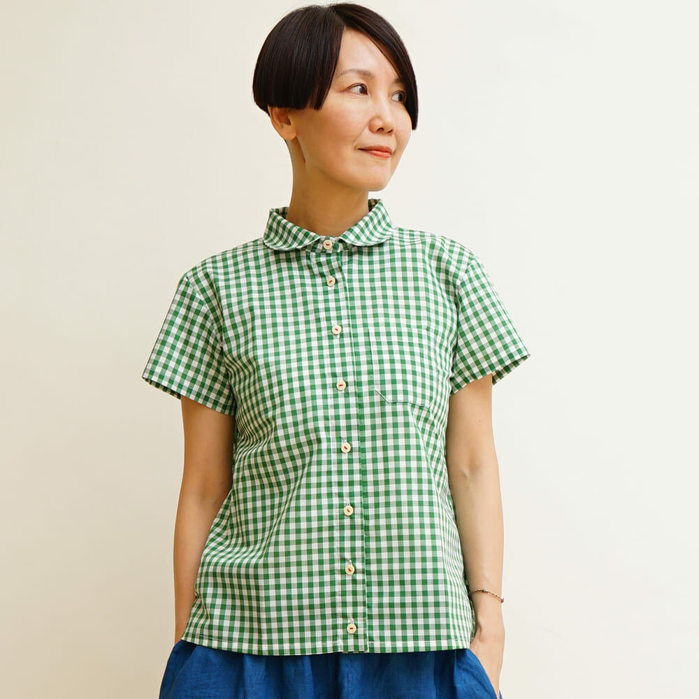 【預購】短袖襯衫 綠格