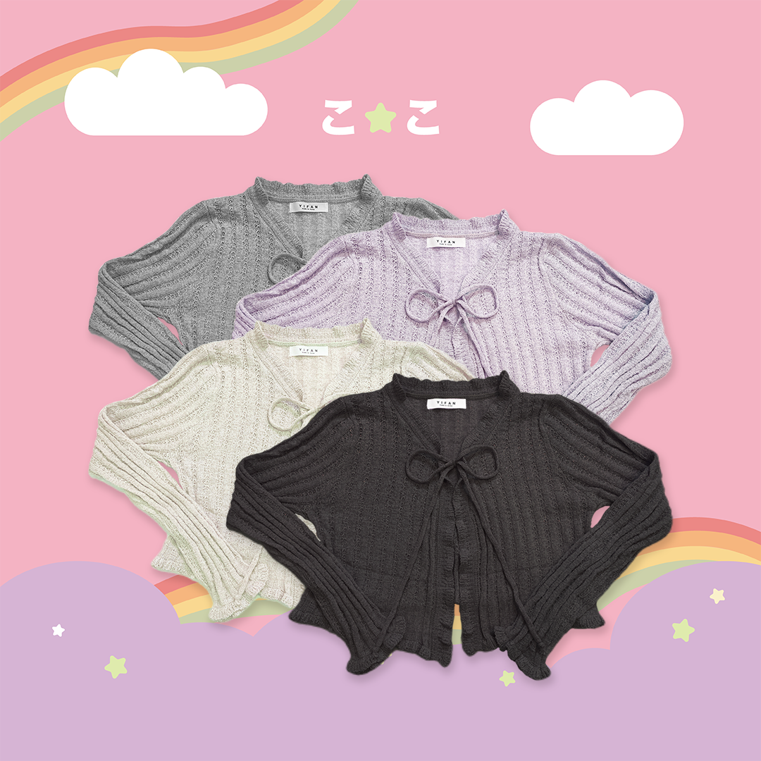 こ♡こ 木耳邊綁帶針織罩衫